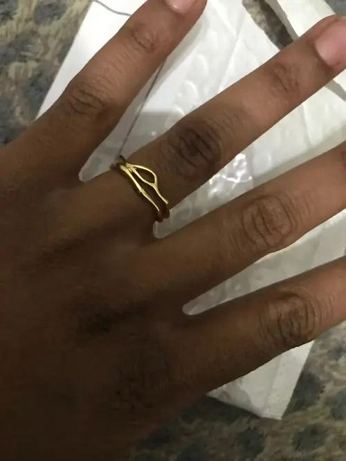 Other Gold Color Irregular Hollow Double Line Adjustable Ring Size ONE SIZE - 4 Thumbnail