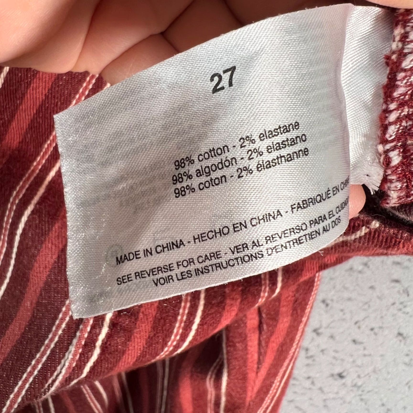 Vintage Ella Moss Womens Pants Striped Red Flared Pull-On Cotton Blend 27 Inseam 31in Casual Modern Rise Mid Ankle Spring Fall Womens Size 27" / US 4 / IT 40 - 5 Thumbnail