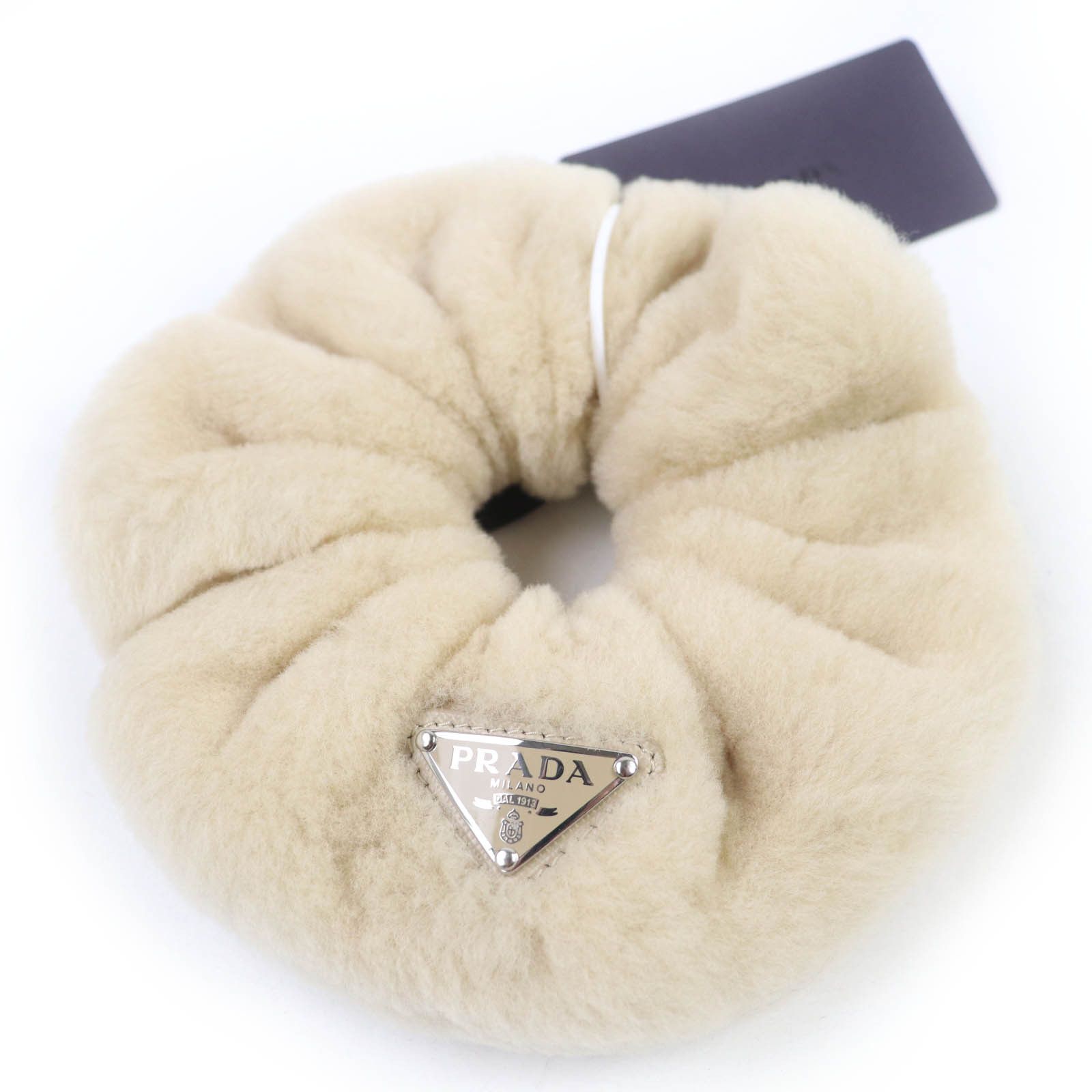 Prada Prada Prada Triangle logo Mouton Scrunchie Natural Material Other 1IF131 DUTY FREE for USA Size ONE SIZE - 1 Thumbnail