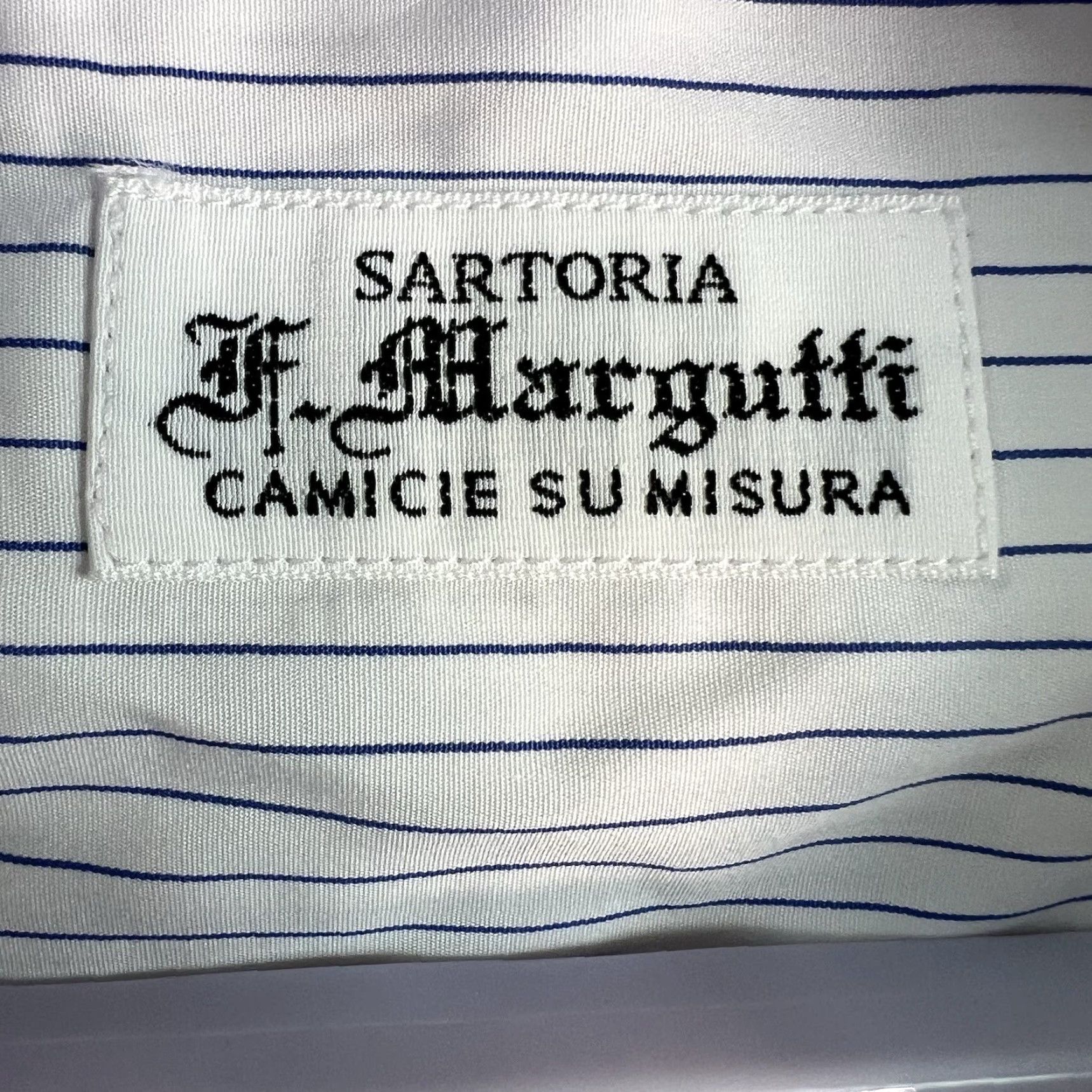 Vintage VINTAGE Sartoria F-Margutti Men's Shirt Casual 4XL Cotton White Blue Striped 90s Button-Up Size US XXL / EU 58 / 5 - 4 Thumbnail