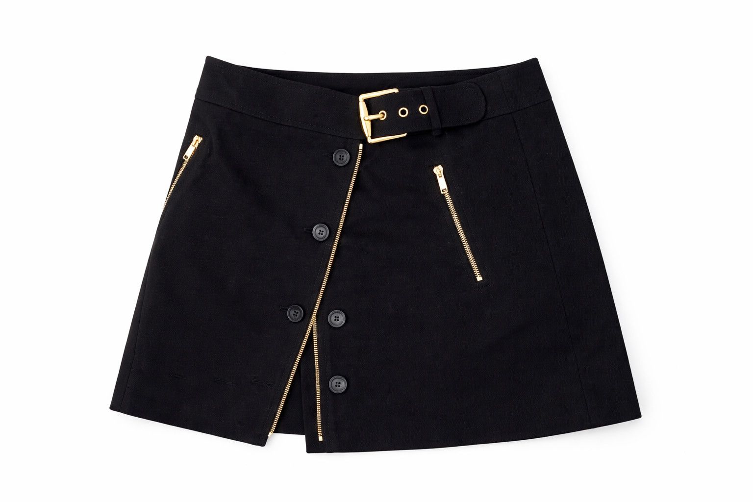Gucci Gucci Black Mini Skirt Gold Hardware Zippers Belt Skirt Size 32" / US 10 / IT 46 - 2 Thumbnail