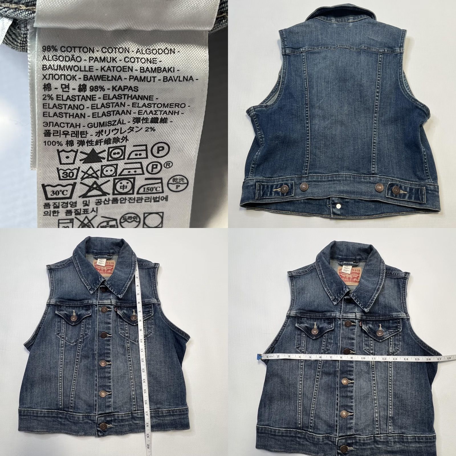 Levi's VINTAGE Levis Denim Vest Womens Small Sleeveless Trucker Jean Jacket Distressed Western Size 28" / US 6 / IT 42 - 8 Thumbnail