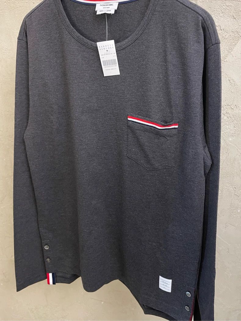 Thom Browne Thom Browne Dark gray striped long sleeve T-shirt Size US S / EU 44-46 / 1 - 3 Thumbnail