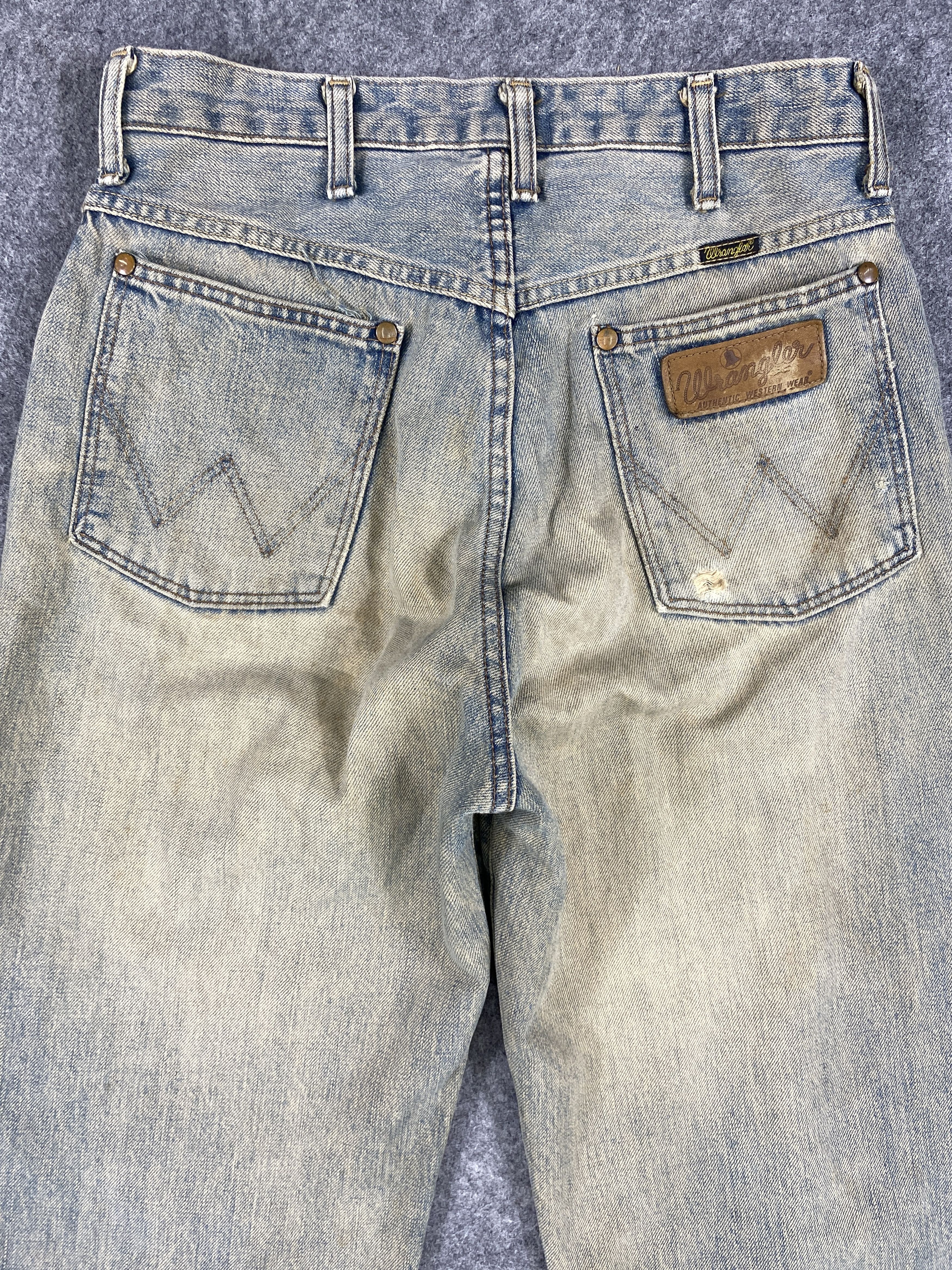 Japanese Brand Redline Dirty Used Blue Vintage Wrangler 28x30 Denim -JN1323 Size US 28 / EU 44 - 4 Thumbnail
