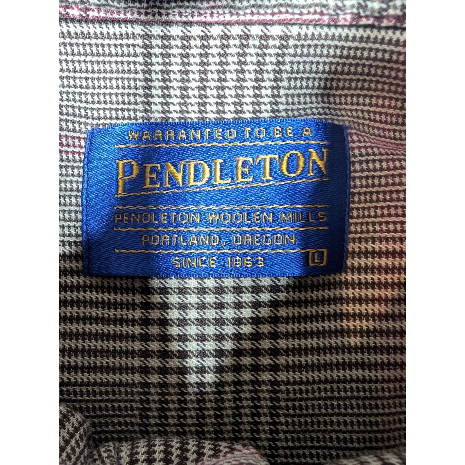 Pendleton Pendleton Shirt Mens L Brown Glen Plaid Canterbury Cloth Pima Merino Wool Button-Up Long Sleeve Size US L / EU 52-54 / 3 - 5 Thumbnail