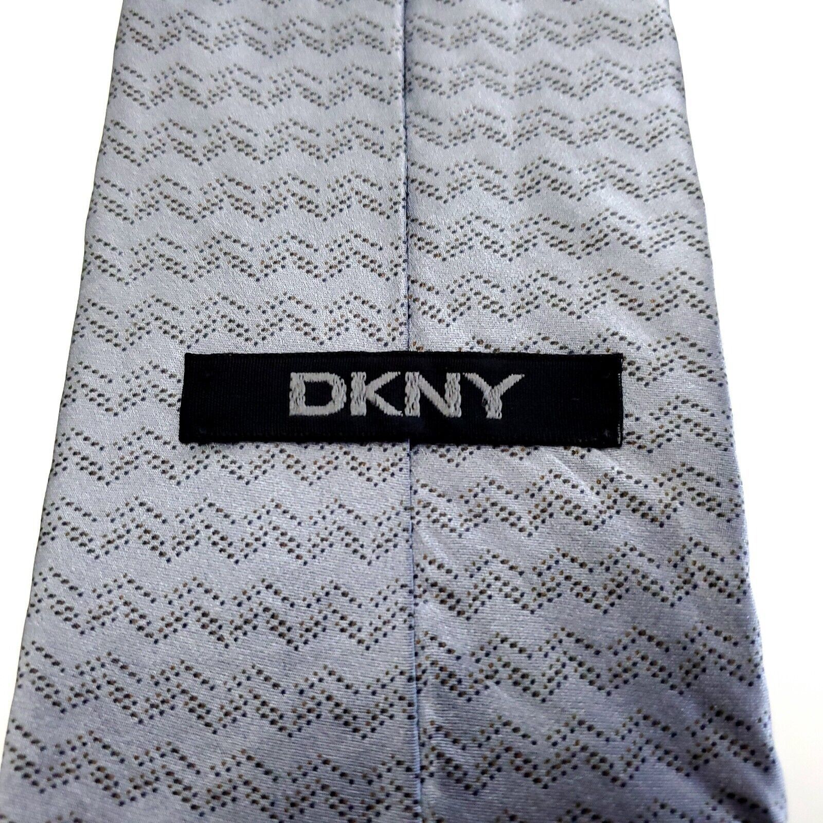 DKNY DKNY Gray Abstract Print Wide Silk Tie Size ONE SIZE - 3 Thumbnail