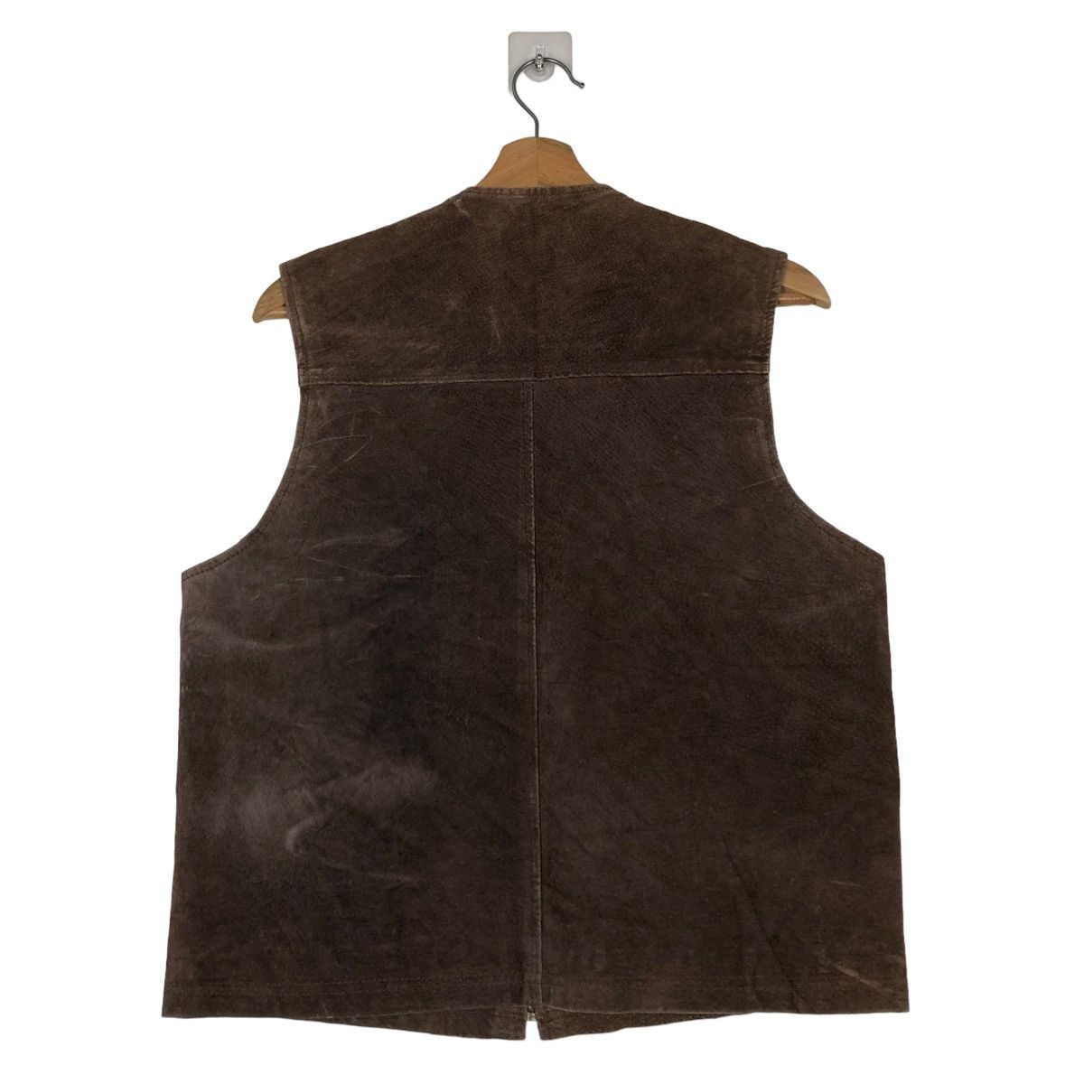 Genuine Leather 🔥VINTAGE LEATHER VEST COWBOY WESTERN SUNVALLEY Size US L / EU 52-54 / 3 - 8 Thumbnail