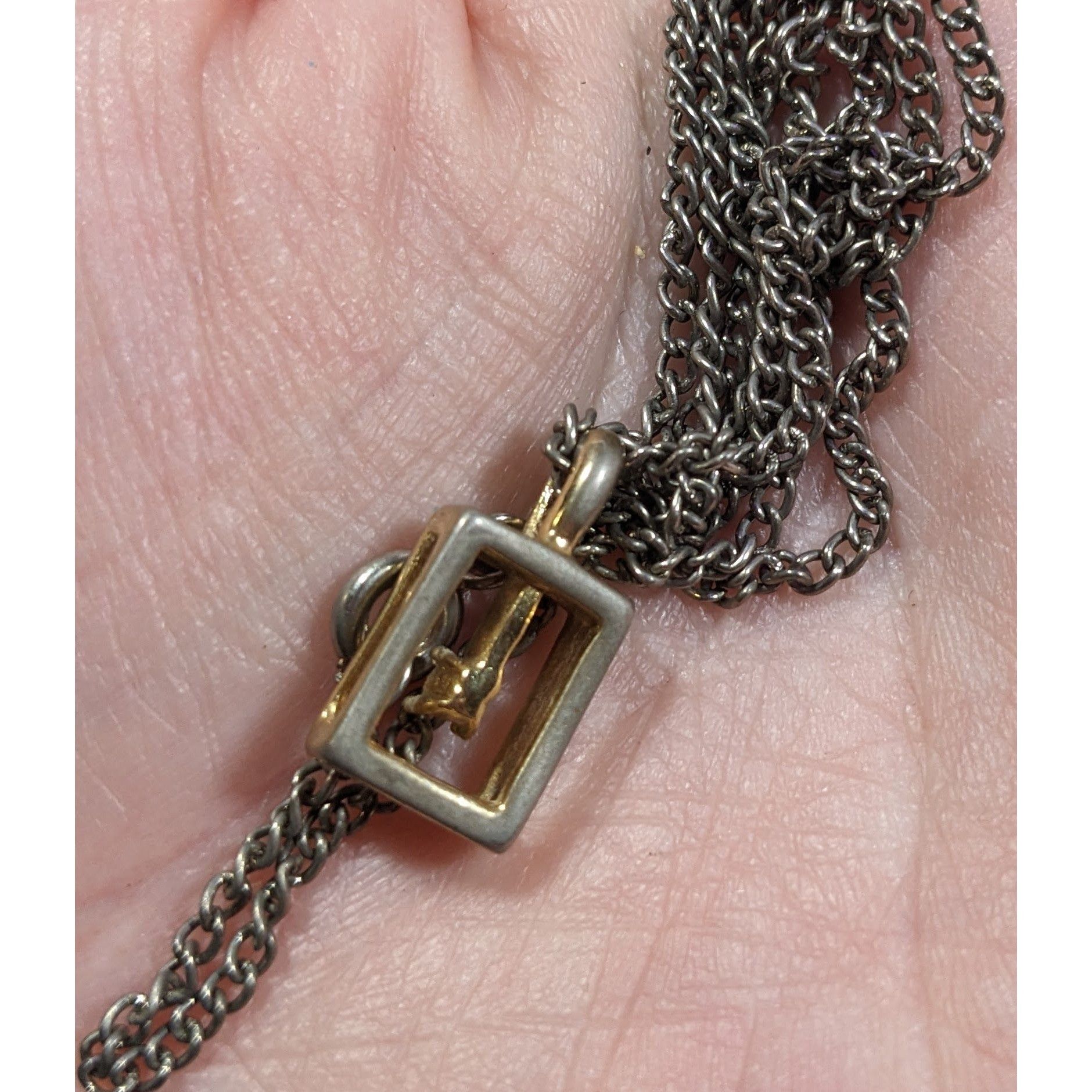 Other Vintage Gold Tone Caged Rhinestone Pendant Necklace Size ONE SIZE - 7 Thumbnail
