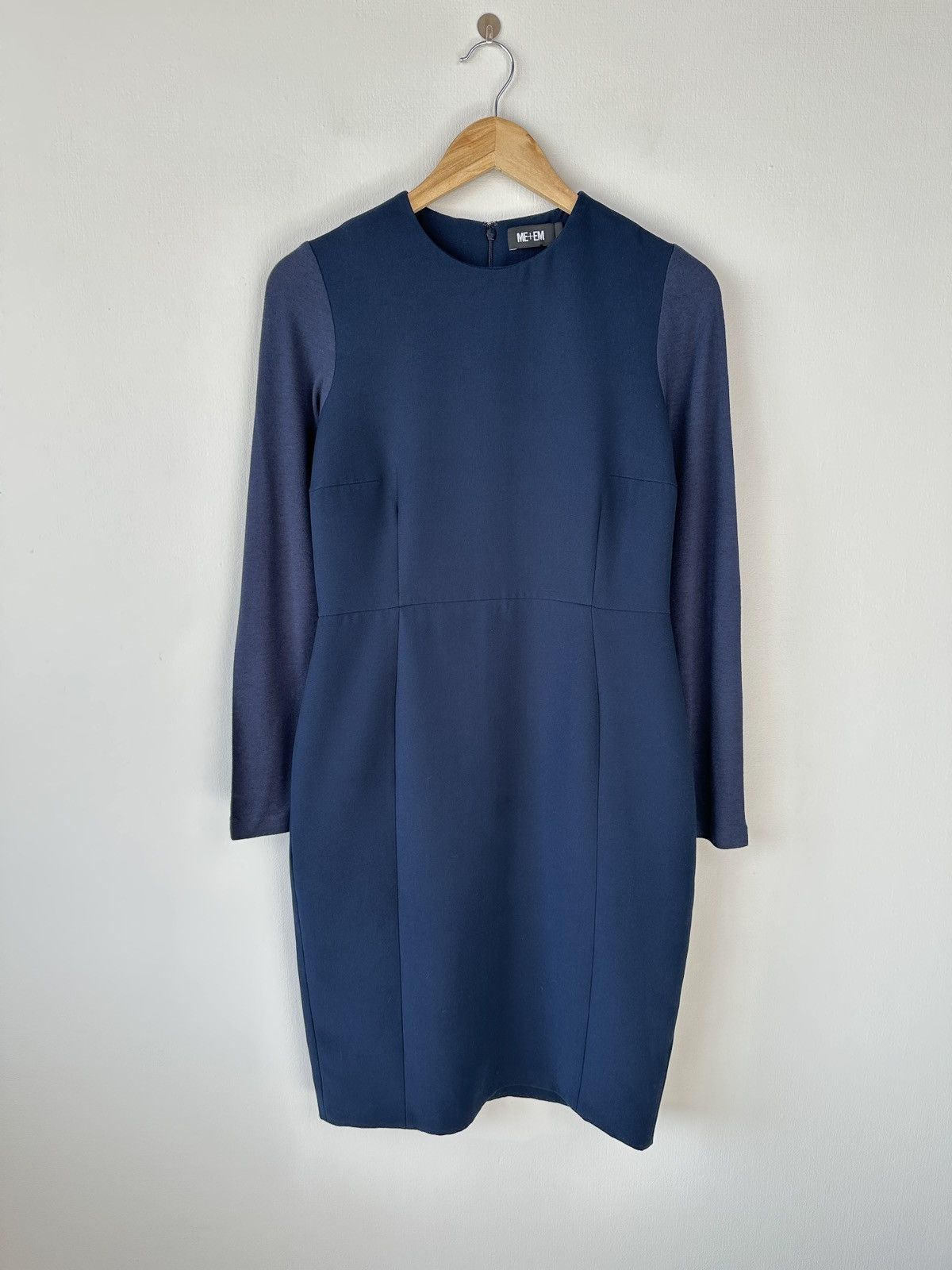 ME+EM ME+EM Navy Blue Sheath Midi Dress Long Sleeve size UK 10 Size M / US 6-8 / IT 42-44 - 1 Thumbnail
