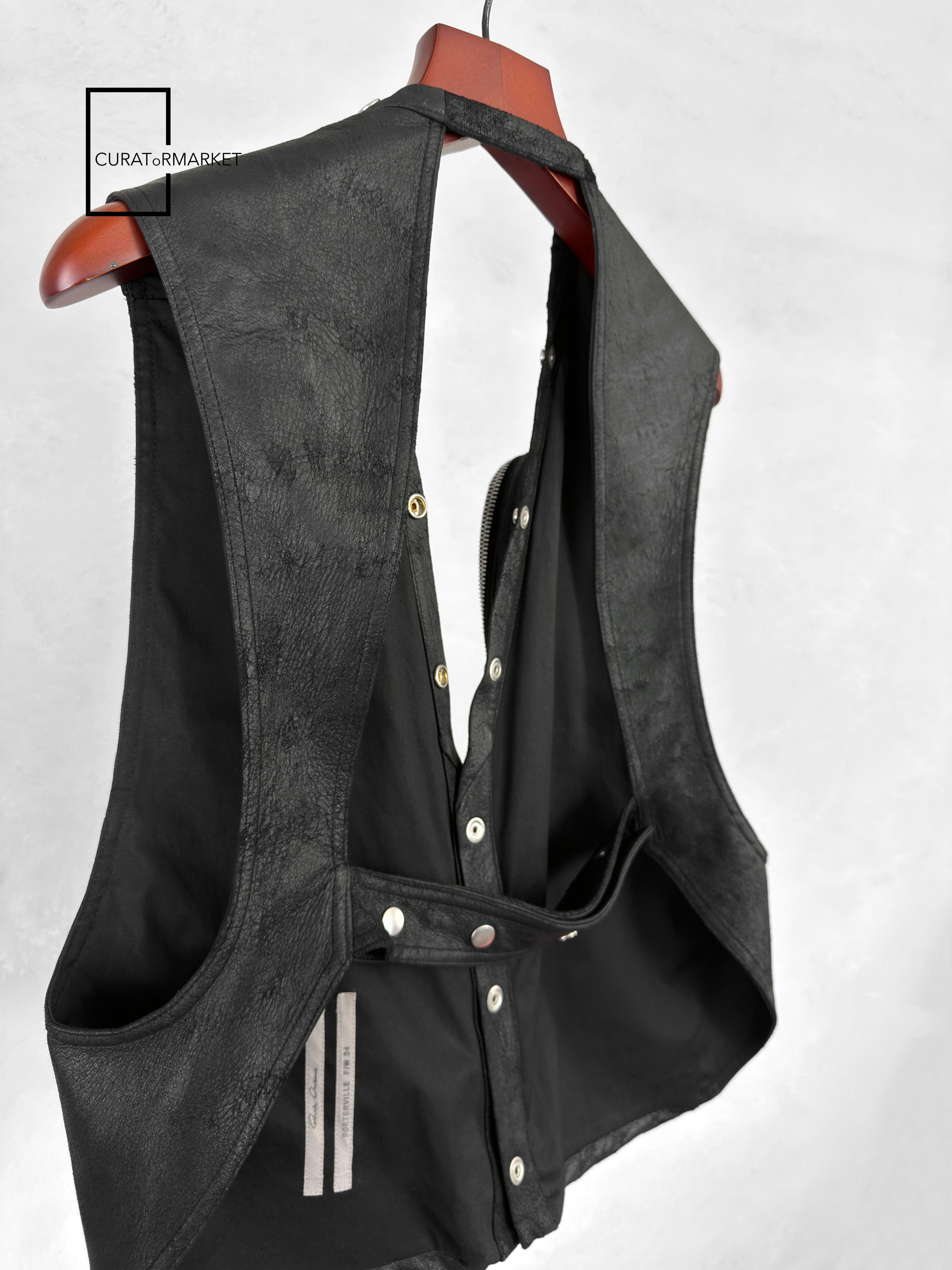 Rick Owens EU50 Zip Blistered Lamb Leather Cargo Vest FW24 Porterville Size US M / EU 48-50 / 2 - 6 Thumbnail