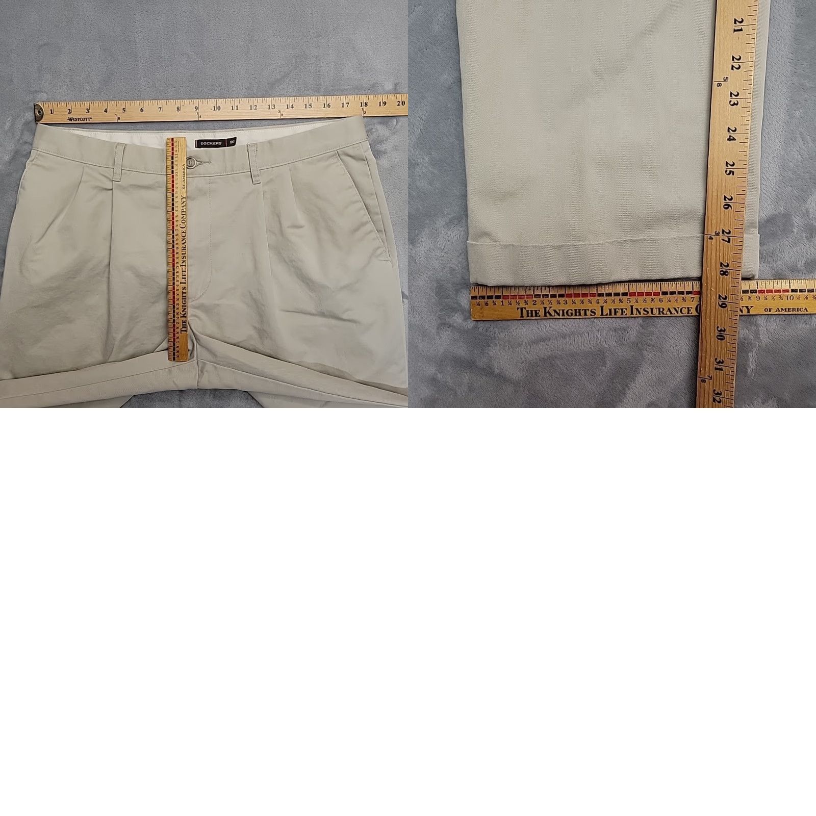 Dockers VINTAGE Dockers Pants Mens 36x30 Beige Twill Chino Pleated Cuffed 100% Cotton Y2K Men Pants Brown Solid Pockets Casual Mens Size US 36 / EU 52 - 8 Thumbnail