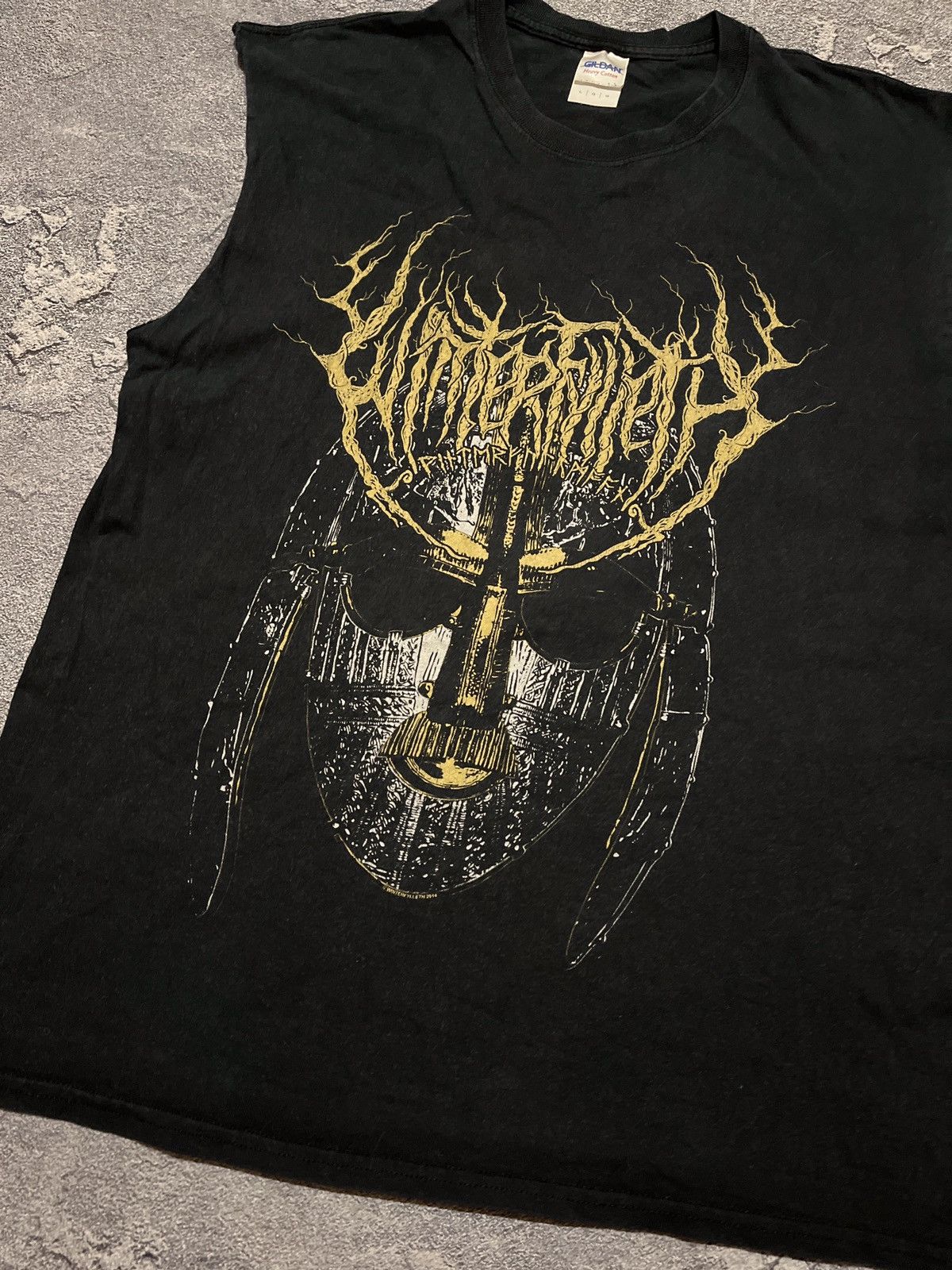 Band Tees × Vintage Winterfylleth Medieval Helmet Graphic Tee 2014 Size US L / EU 52-54 / 3 - 3 Thumbnail