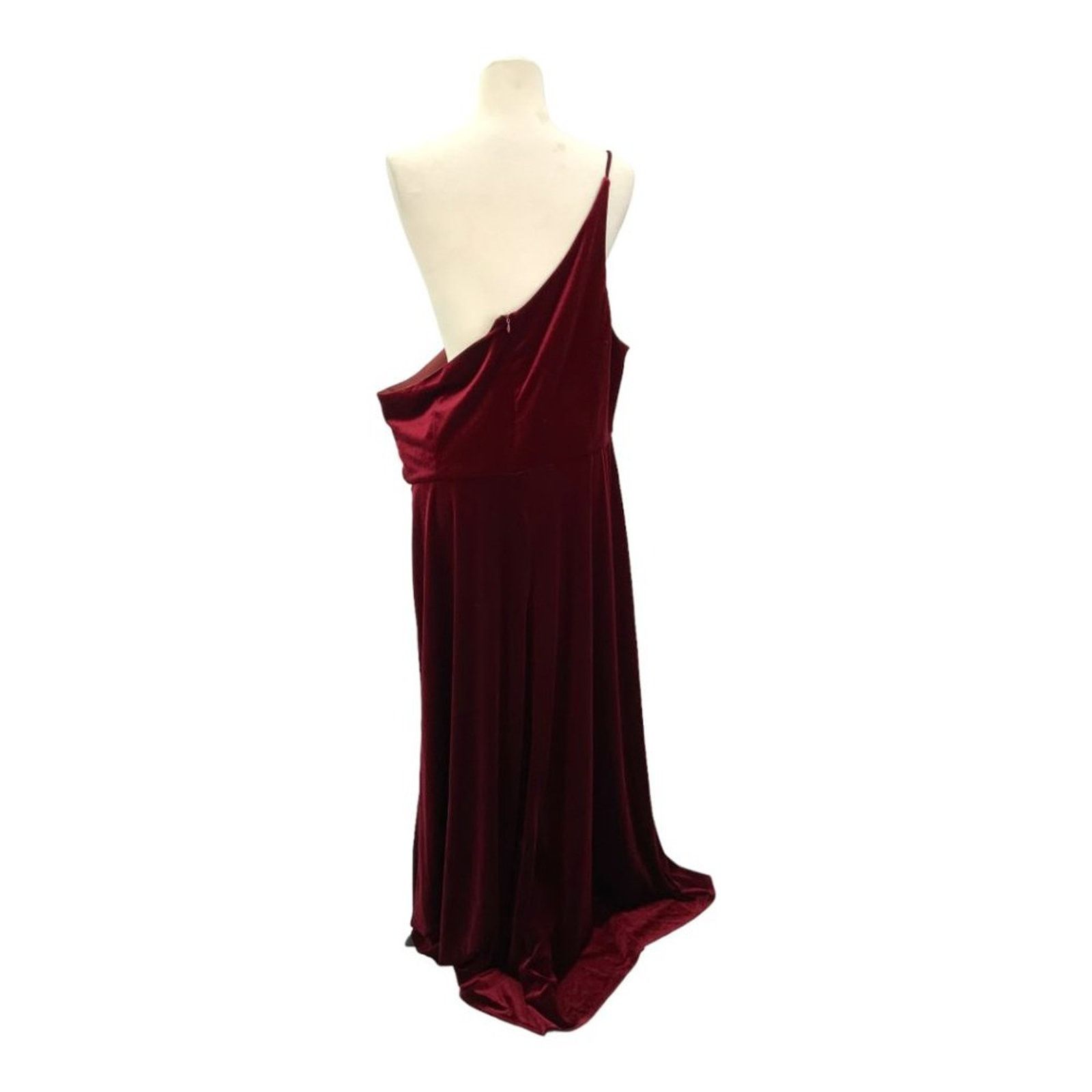 After Six After Six One-Shoulder Cabernet Velvet Gown Size 22W NWT Size 3XL / US 20-22 - 7 Thumbnail