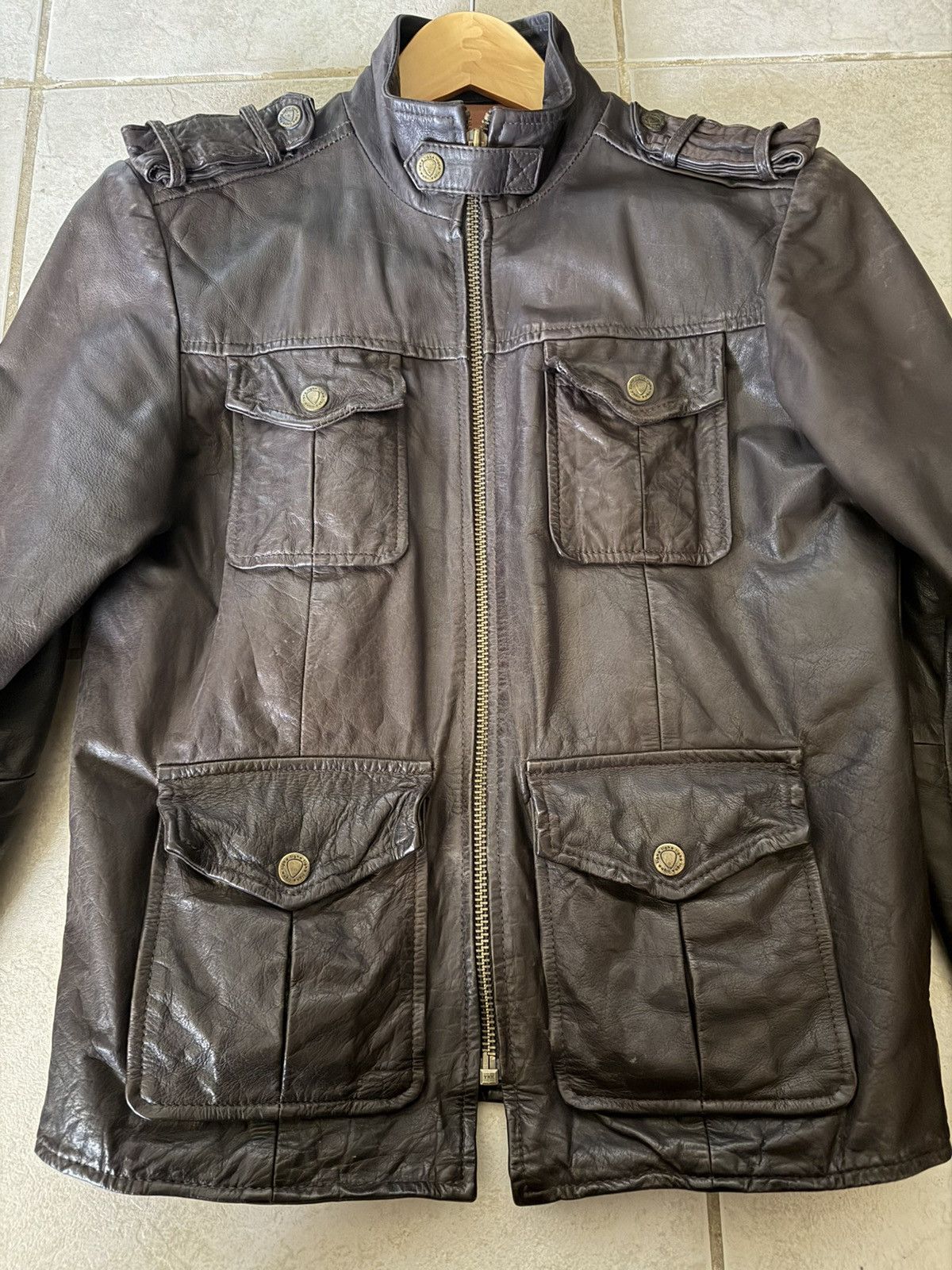tigha Tigha Buffalo Leather Field Jacket Brown Small Size US S / EU 44-46 / 1 - 3 Thumbnail