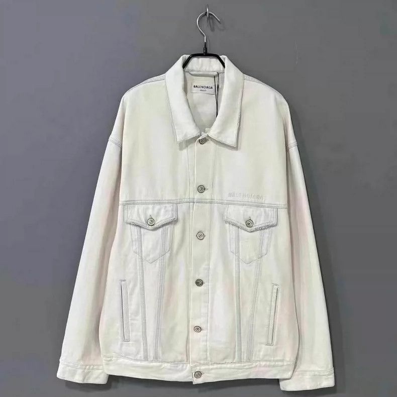 Balenciaga Balenciaga Wash and Wear Embroidered Logo Denim Jacket Size US XS / EU 42 / 0 - 1 Thumbnail