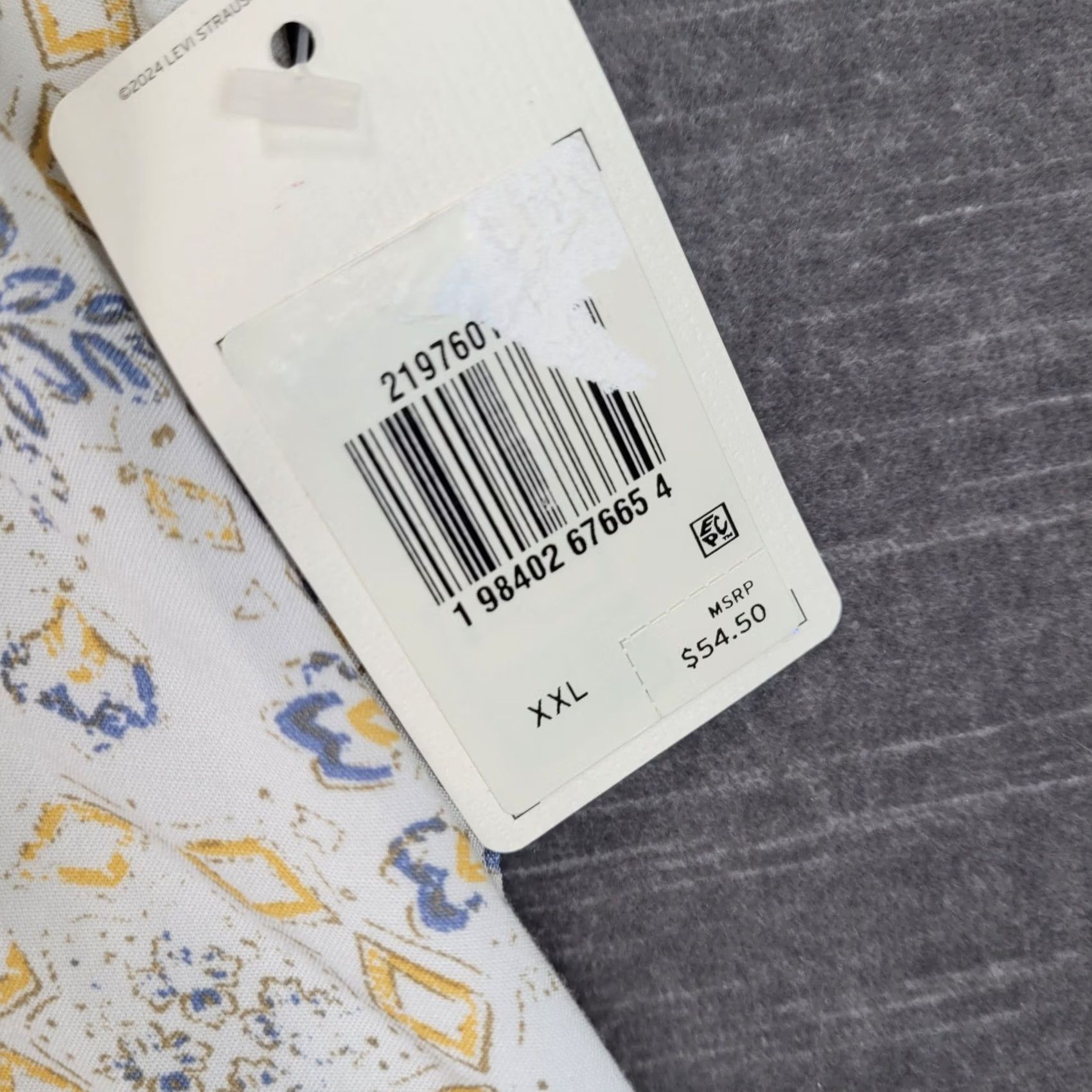 Levi's Levis Mens Classic Camper Shirt XXL White Blue Yellow Relaxed Fit Short Sleeve Size US XXL / EU 58 / 5 - 5 Thumbnail