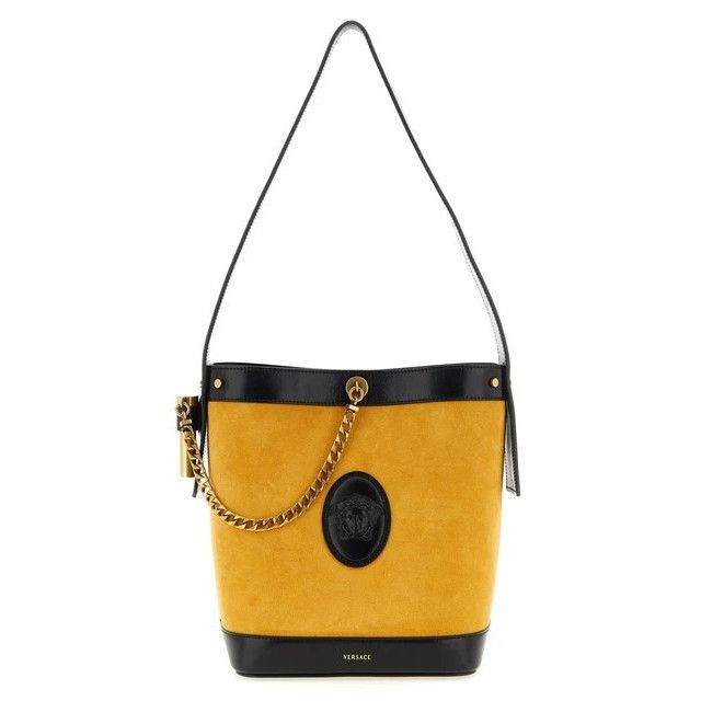 Versace VERSACE Pivot Small Yellow Suede Bucket Bag New & Authentic Size ONE SIZE - 1 Thumbnail