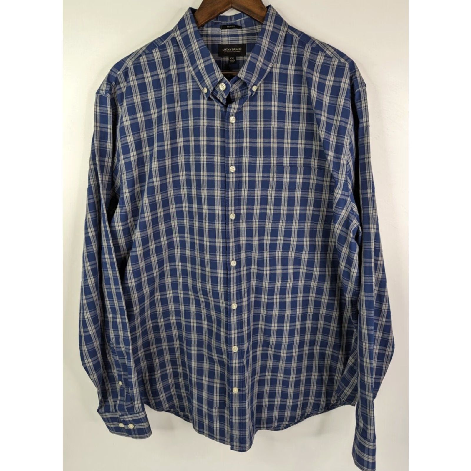 Lucky Brand Lucky Brand Blue Plaid Slim Fit Long Sleeve Button Down Shirt Men's 2XL Cotton Size US XXL / EU 58 / 5 - 2 Thumbnail