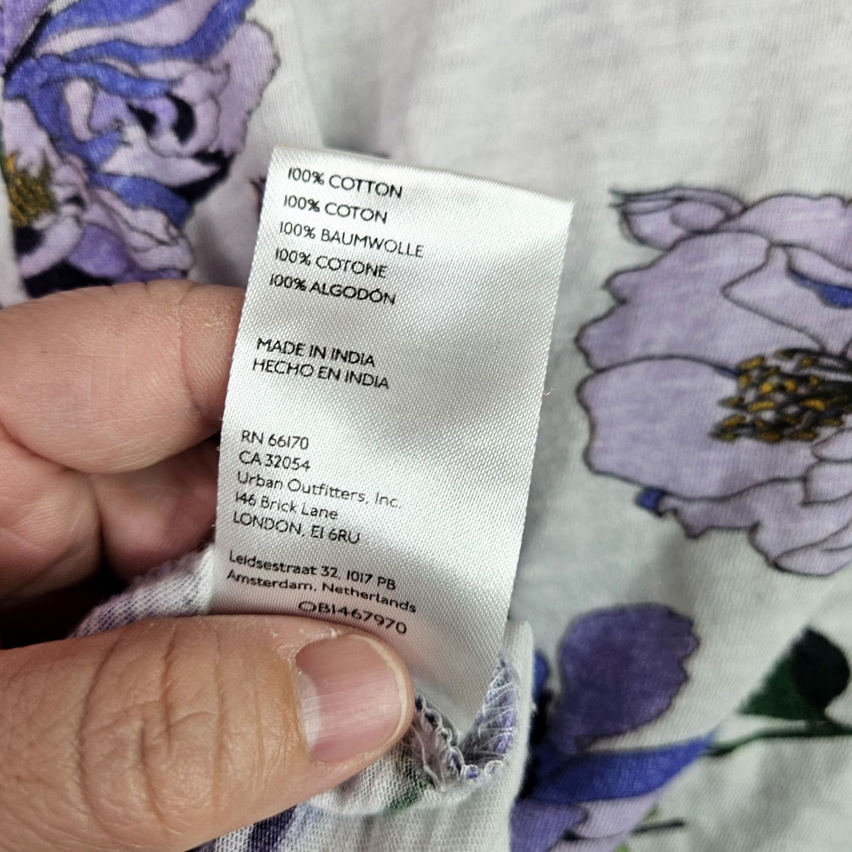 Vintage Maeve Women’s V-neck Ruched Knit Purple Floral Peplum Top M, 3/4 Sleeve, Cotton Blend, Regular Fit, All Seasons, Machine Washable, Blouse Size M / US 6-8 / IT 42-44 - 5 Thumbnail