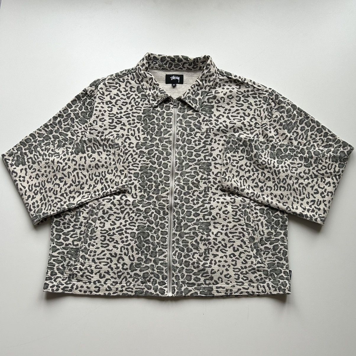 image of Vintage Stussy Leopard Mesh Zip Up Jacket , Men's (Size 2XL)