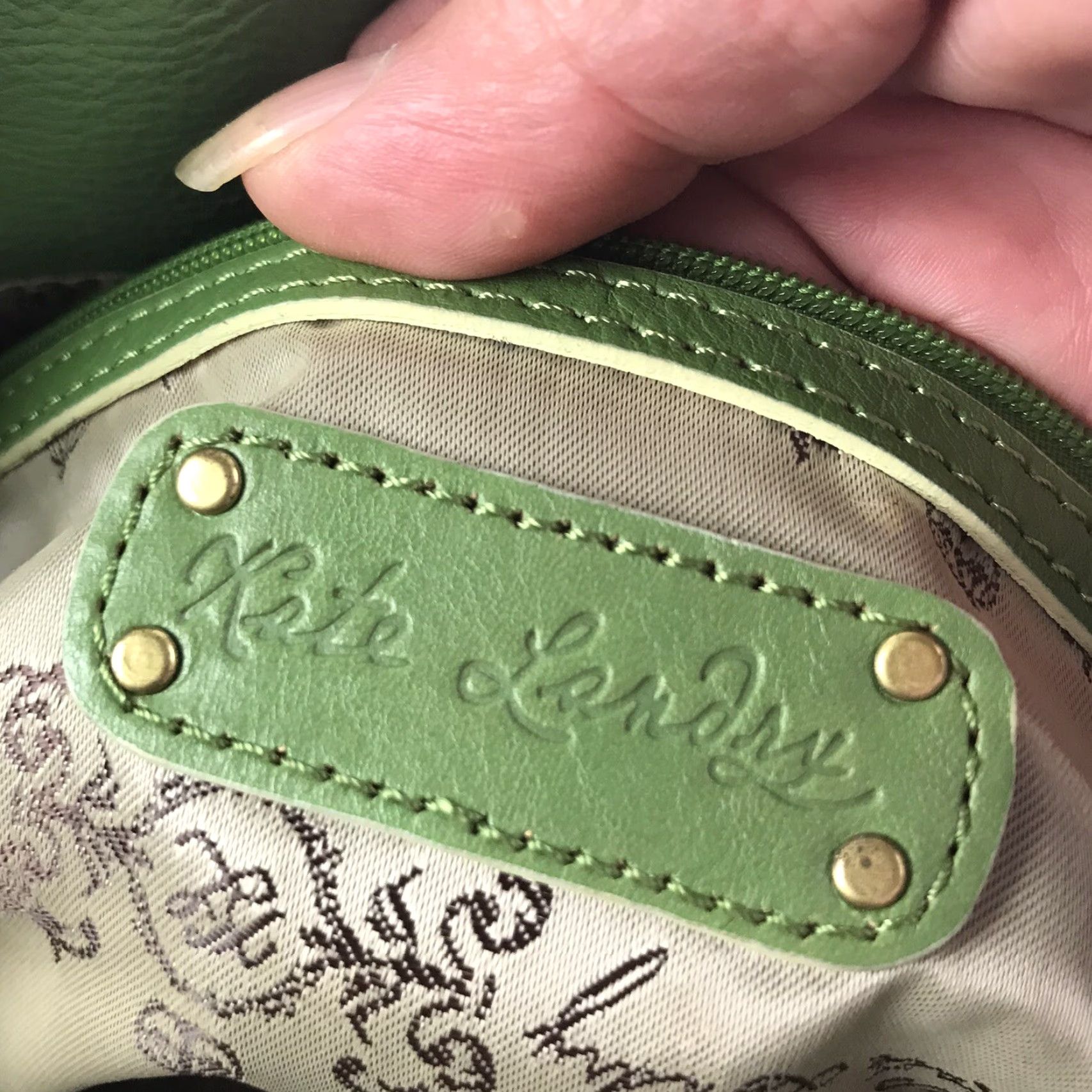 Vintage Kate Landry X-Large Shoulder Bag in Beige/Green Jute & Leather with Studded Accents, Casual/Party/Travel, Womens Size ONE SIZE - 6 Thumbnail
