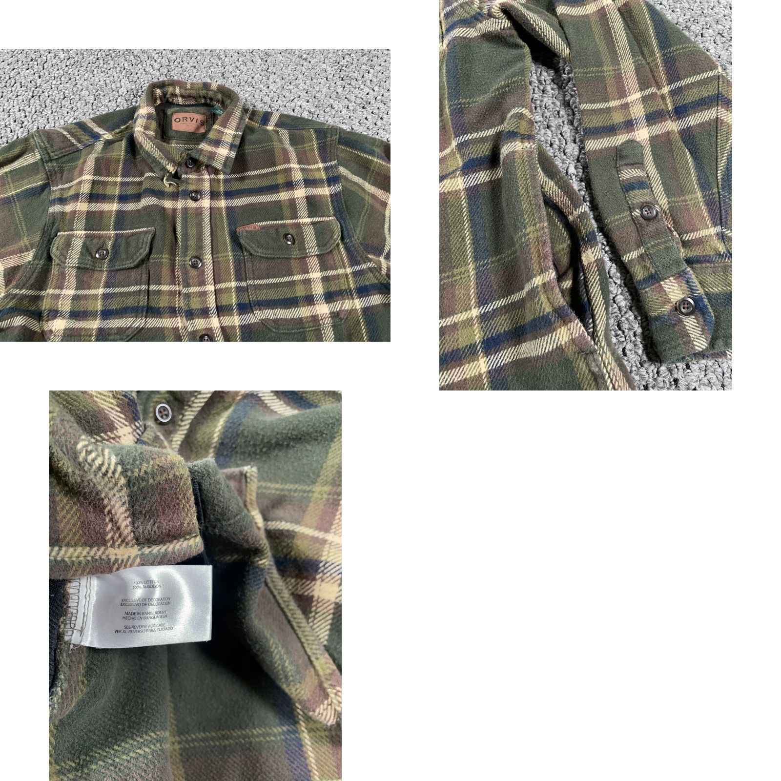 Orvis Orvis Flannel Shirt Jacket Men's Medium Olive Green Plaid Shacket Distressed, Heavyweight, Pockets, Button-Up, 90s Grunge Retro Casual Workwear Size US M / EU 48-50 / 2 - 9 Thumbnail