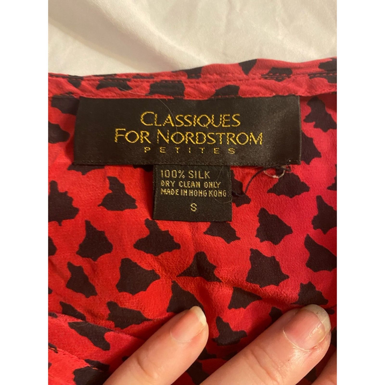 Nordstrom Vintage Chic Modernist Silk Tie Wrap Skirt Red Black Size 25" / US 0 / IT 36 - 4 Thumbnail