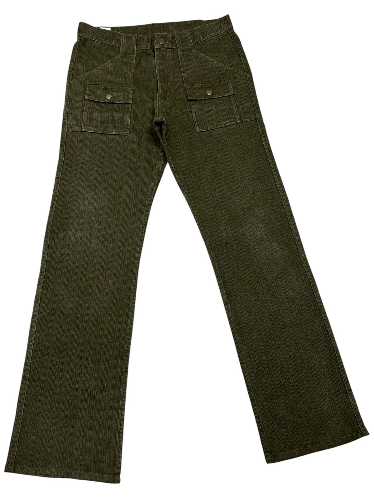 Kapital Vintage Olive Corduroy Utility Flare Pants Workwear Trousers Size US 30 / EU 46 - 3 Thumbnail