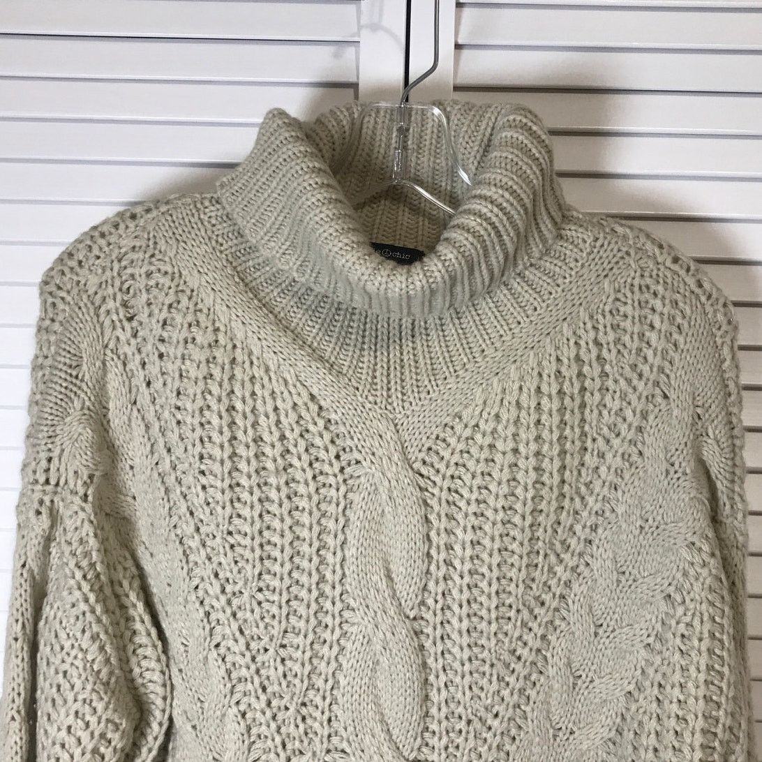 Other Hippie Chic Tan Cable Knit High Neck Long Sleeve Sweater Size XL / US 12-14 / IT 48-50 - 4 Thumbnail