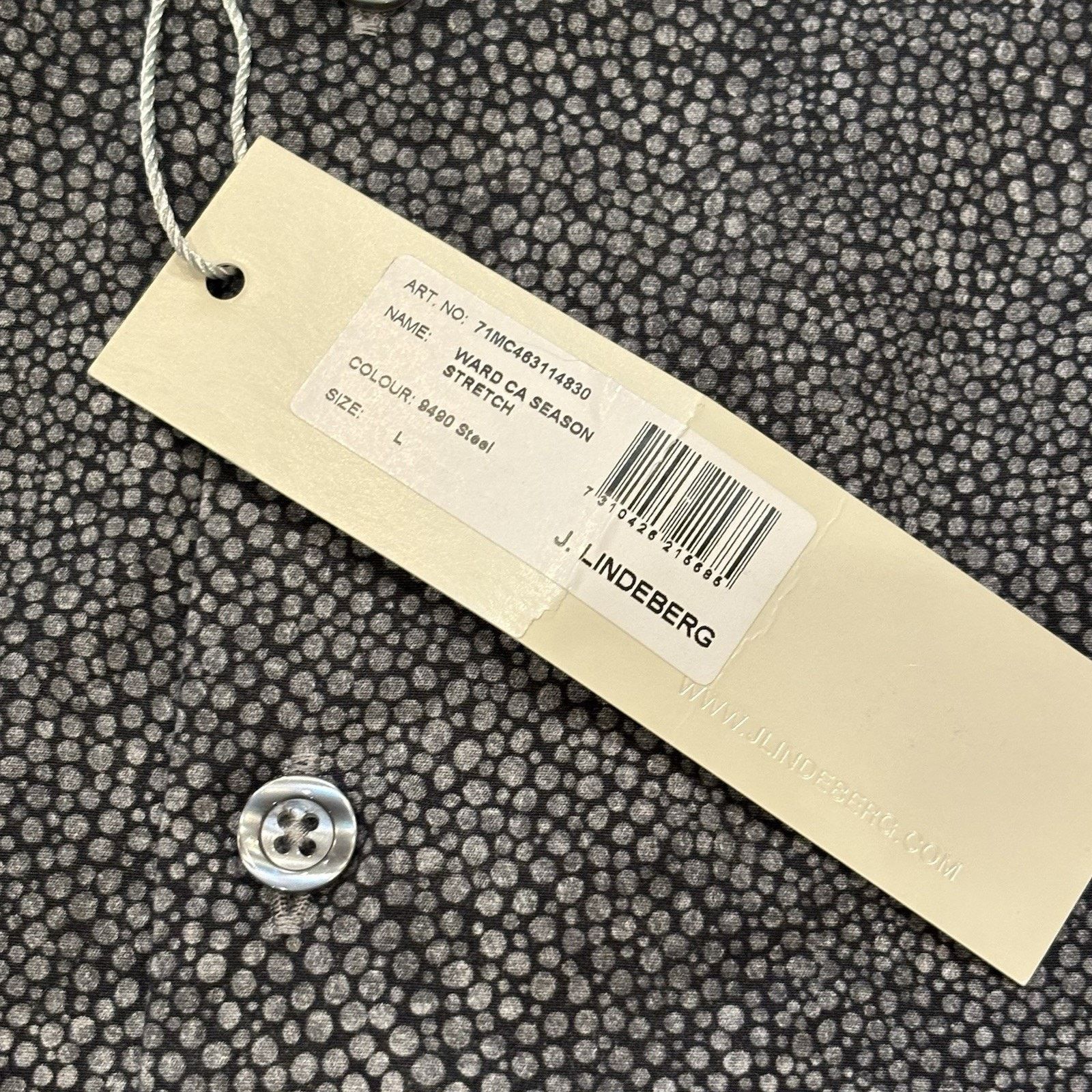 J.Lindeberg J. Lindeberg Gray Shirt Stretch Large Abstract Dots Size US L / EU 52-54 / 3 - 7 Thumbnail
