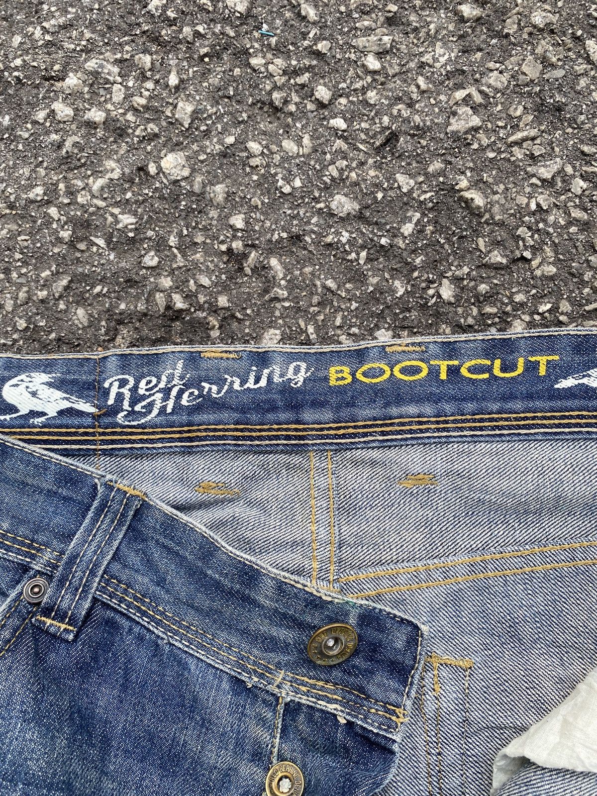 Japanese Brand × Tornado Mart Red Hearing Bootcut Blue Washed Distressed Denim Size US 34 / EU 50 - 16 Thumbnail