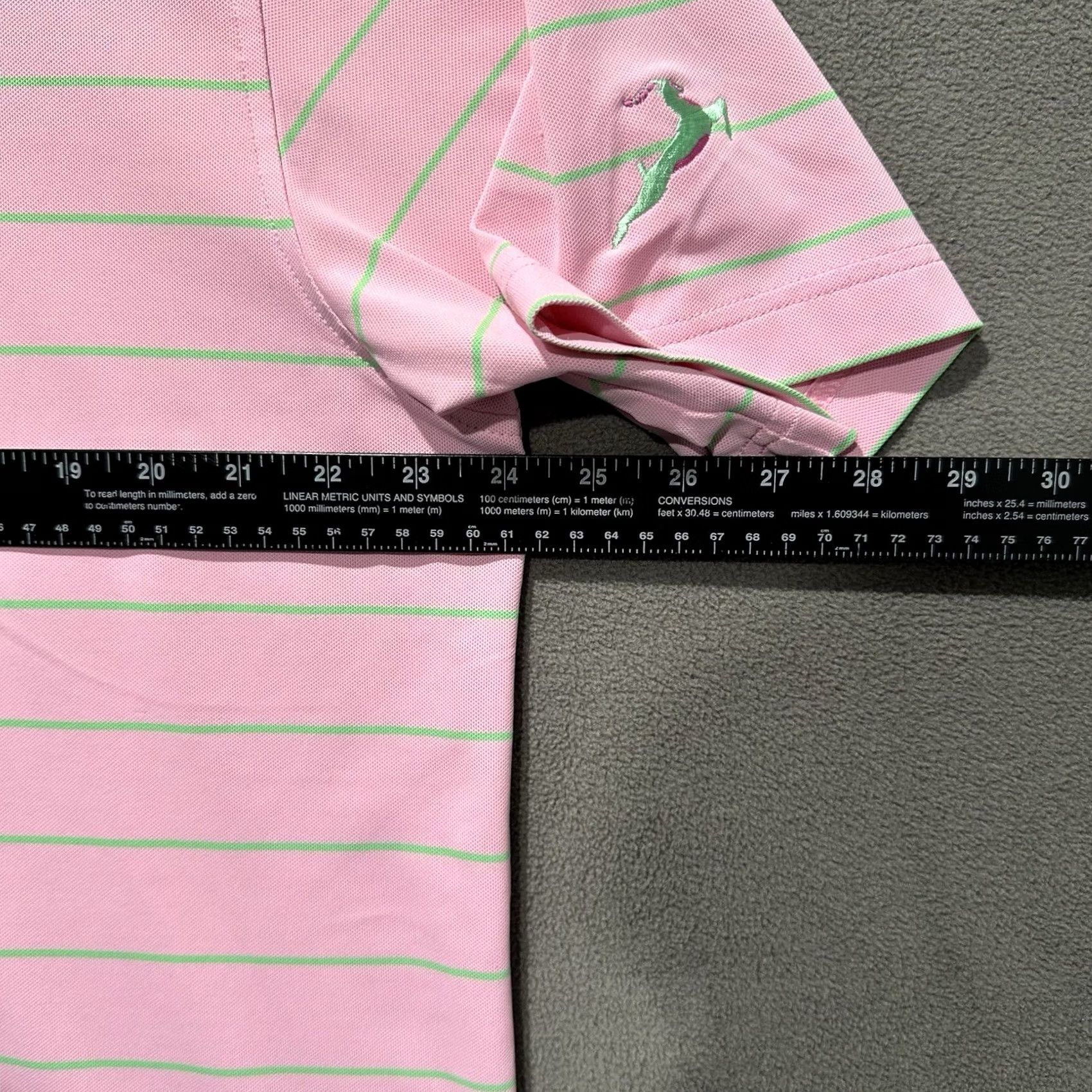 Peter Millar Peter Millar Summer Comfort Shirt Mens Large Pink/Green Striped Golf Polo GUC Size US L / EU 52-54 / 3 - 7 Thumbnail