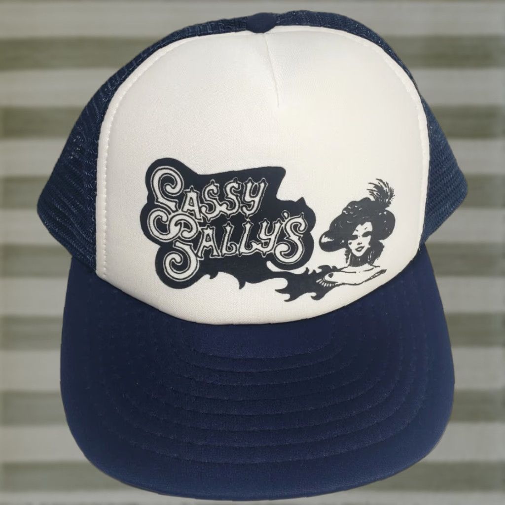 Vintage VINTAGE Speedway 80s Sassy Sally's Casino Las Vegas Nevada Trucker Hat Snapback Cap Blue Navy Blue Adjustable Snapback Hat Mens One Size Size ONE SIZE - 1 Thumbnail