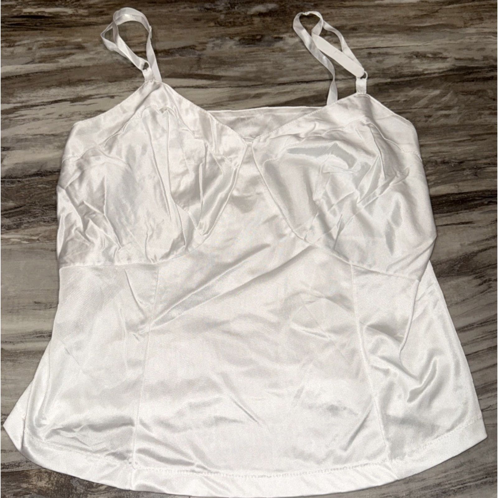 Sears VINTAGE Sears Camisole Top Slip White Nylon Anti Cling Adjustable Strap Women's Regular 42 Satin Silky Comfort Classic Lingerie Size M / US 6-8 / IT 42-44 - 2 Thumbnail