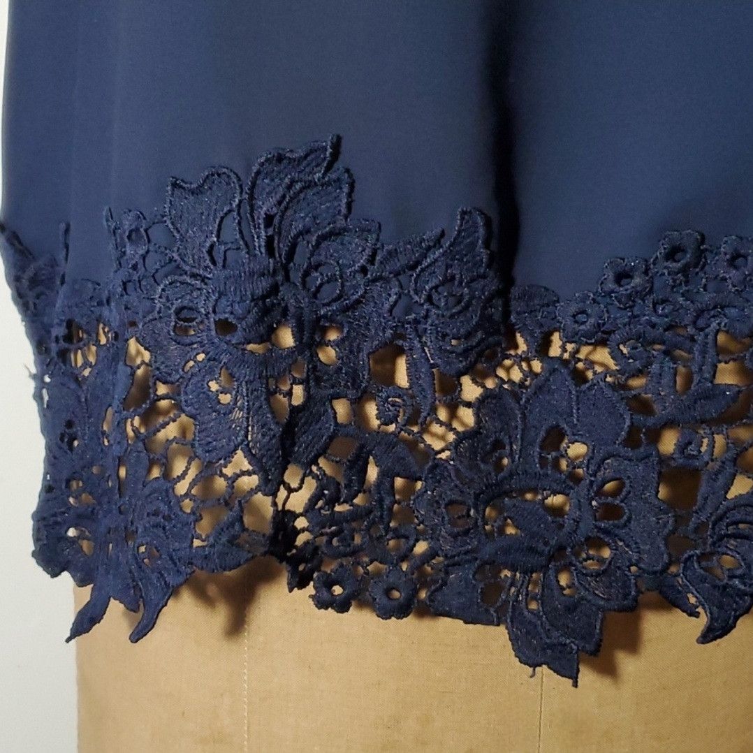Other Zac & Rachel Size M Blouse Top Short Sleeve Navy Chiffon Size M / US 6-8 / IT 42-44 - 4 Thumbnail