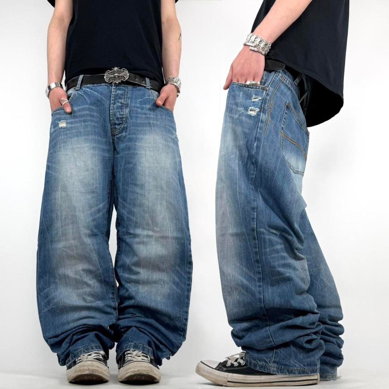 JNCO × Southpole × Vintage Vintage y2k embroidered baggy wide leg faded archive jeans Size US 36 / EU 52 - 1 Thumbnail