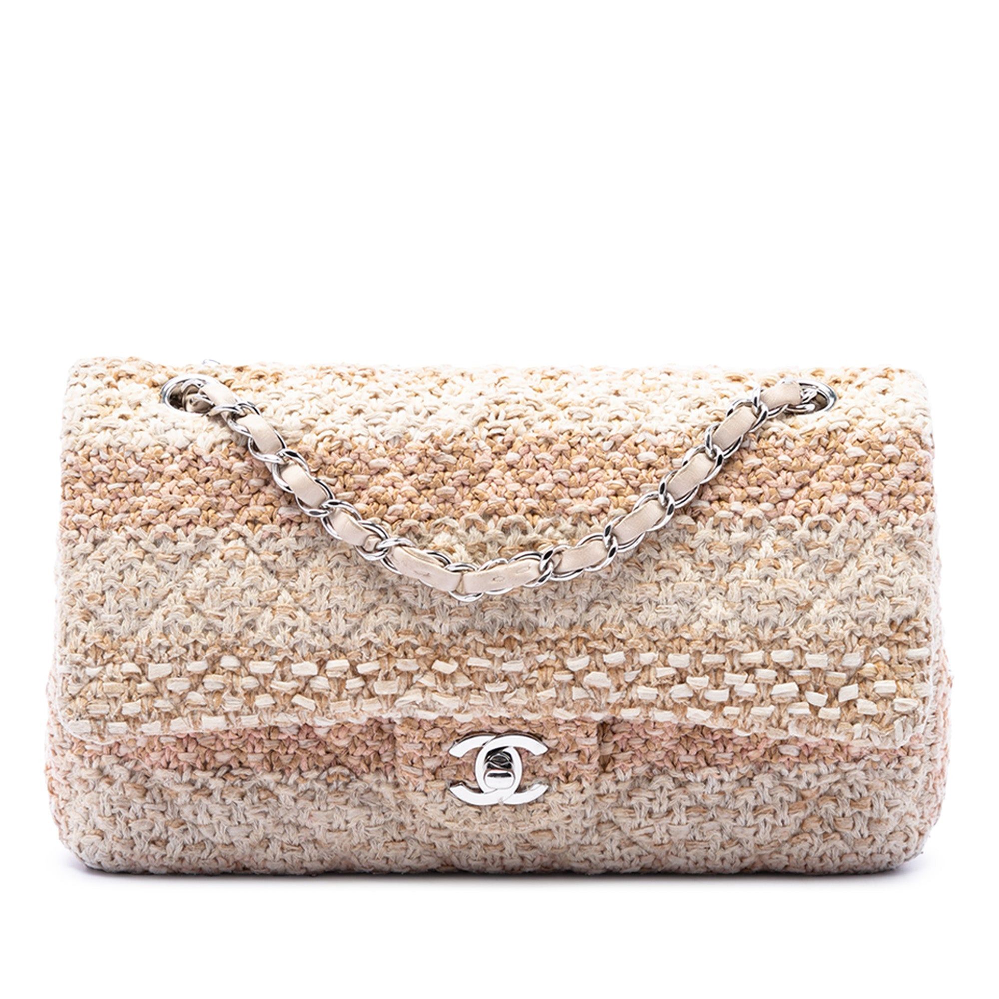 Classic Tweed Double Flap in Beige, Women's
