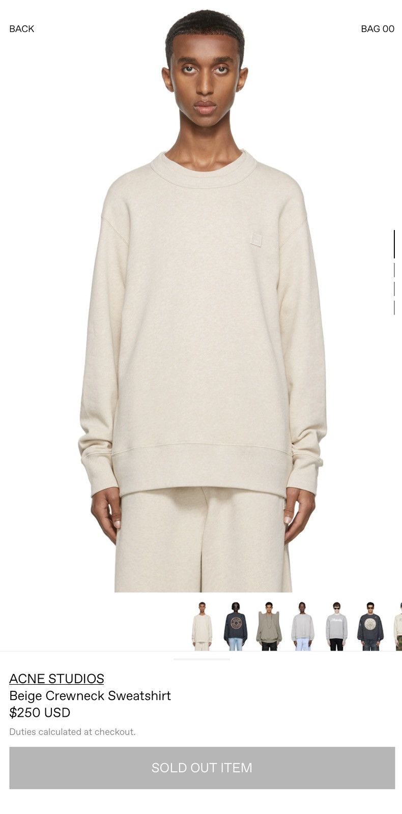 Acne Studios Acne Studios Fairview Face Beige Sweatshirt Size Large Size US L / EU 52-54 / 3 - 4 Thumbnail