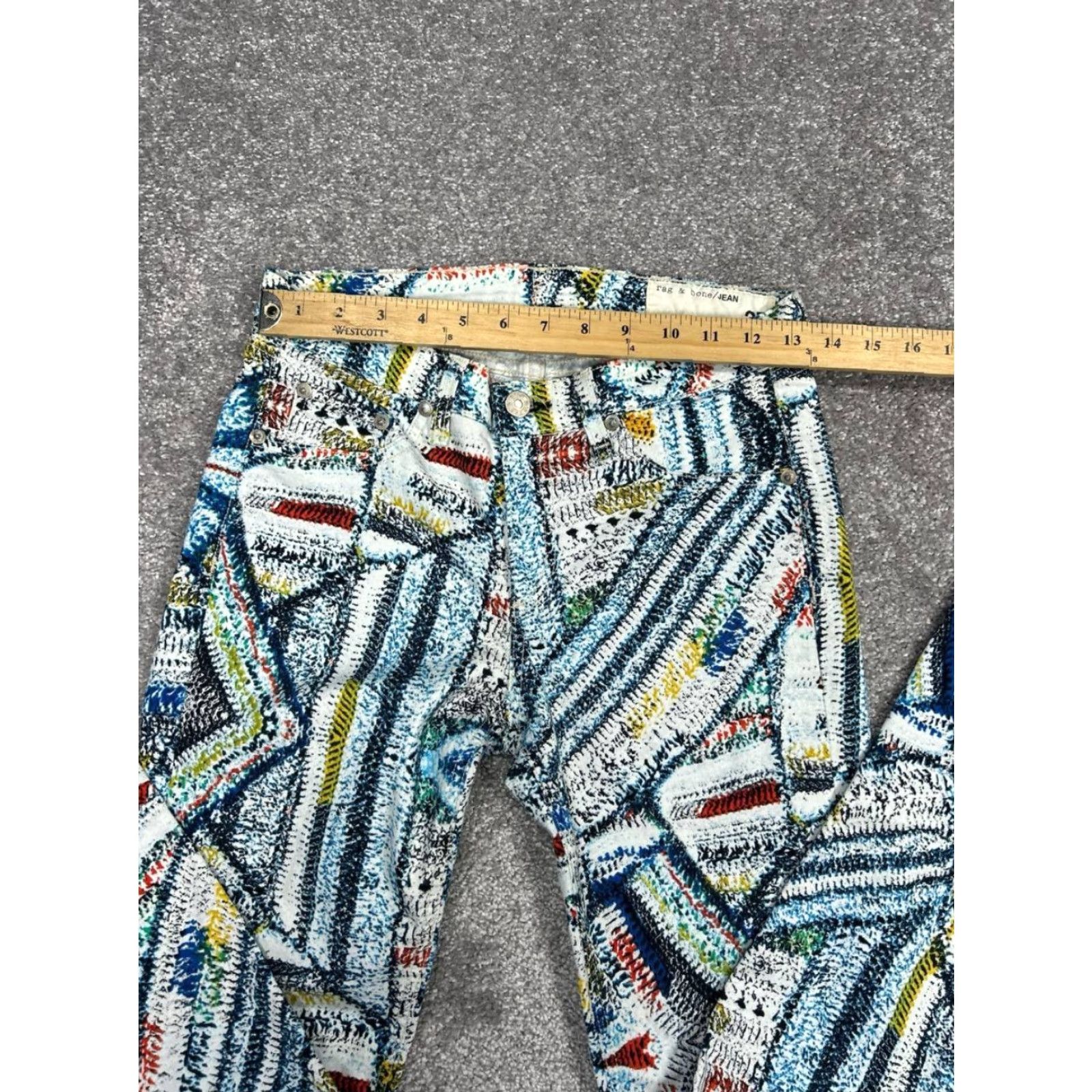 Rag & Bone Rag & Bone Pants Womens 27 Multicolor Abstract Pattern Cotton Surf Knit Mid Rise Tapered 29in Inseam Womens Size 27" / US 4 / IT 40 - 3 Thumbnail