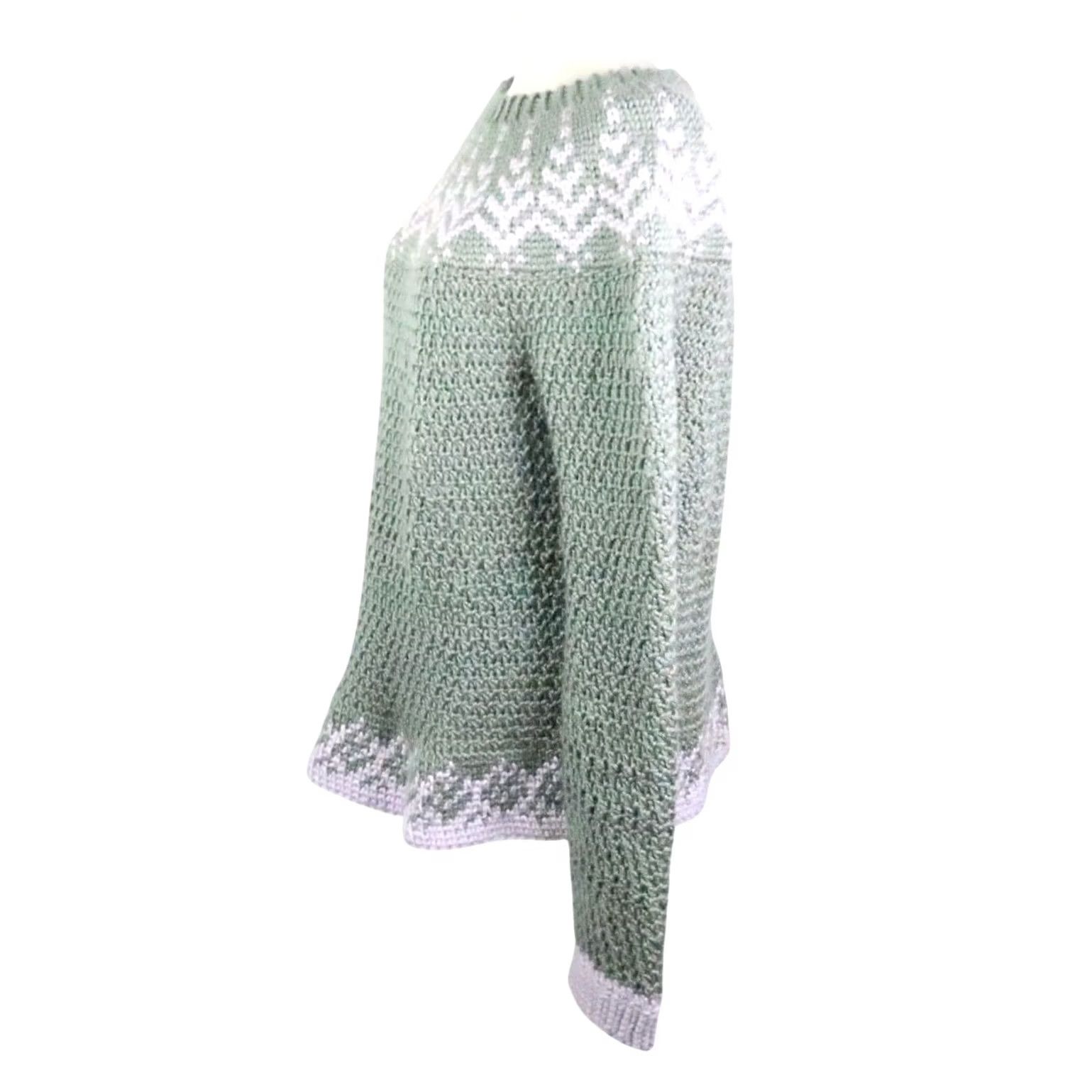 Vintage VINTAGE Sweater Women Pullover Fair Isle Hand Knit Long Sleeve Knit 80s Bohemian L Gray Lavender Regular Size Large Mens Womens Boys Girls Size L / US 10 / IT 46 - 3 Thumbnail