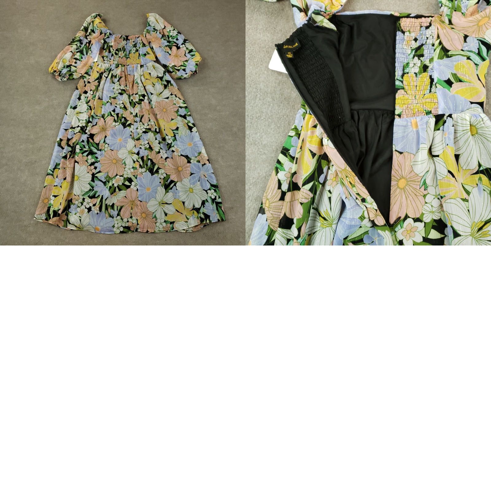Pinko Sugarlips Dress XS Pink Floral 3/4 Sleeve Midi Balloon Sleeve V-Neck Womens XS Dress Size XS / US 0-2 / IT 36-38 - 8 Thumbnail