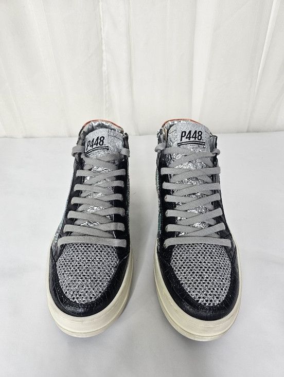P448 P448 Turquoise Snake Silver Glitter Sneakers Luxe Streetwear Size US 11 / IT 41 - 4 Thumbnail