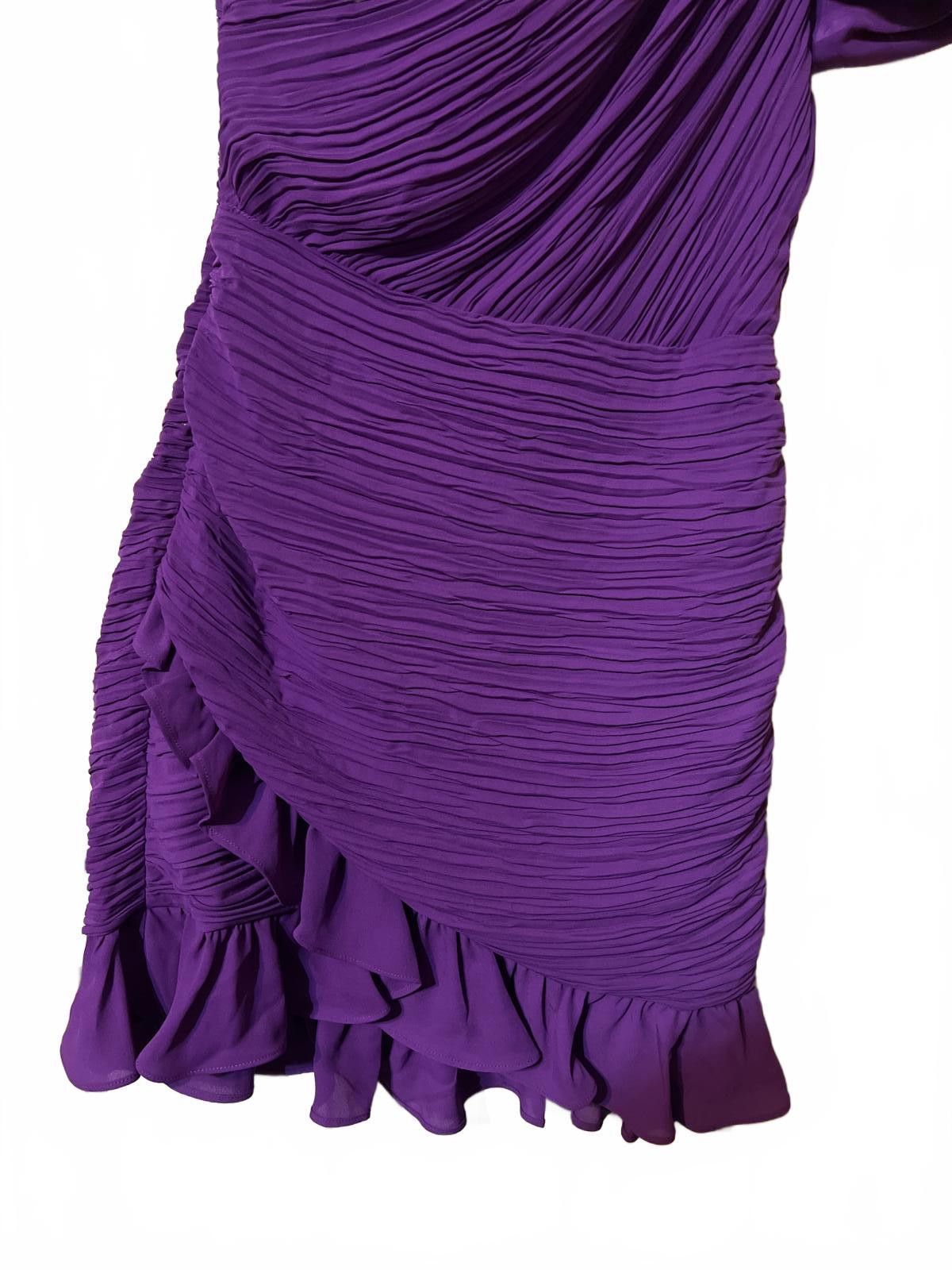Express Express Purple One Shoulder Ruffled Mini Dress XS NWOT Size XS / US 0-2 / IT 36-38 - 4 Thumbnail