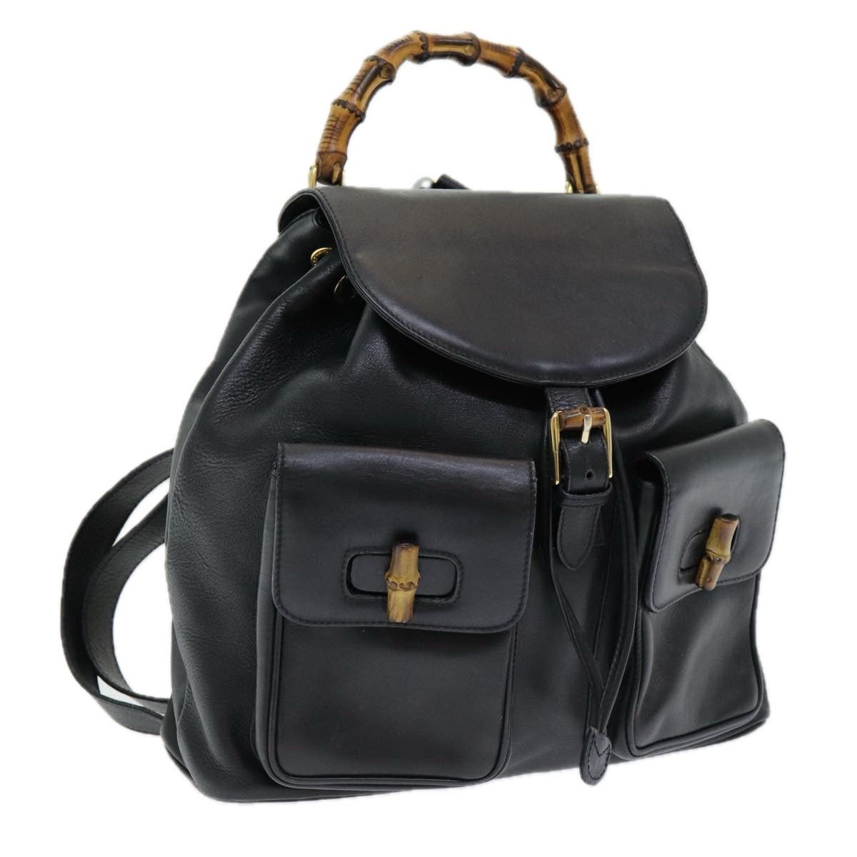 Gucci GUCCI Bamboo Backpack Leather Black Size ONE SIZE - 1 Thumbnail