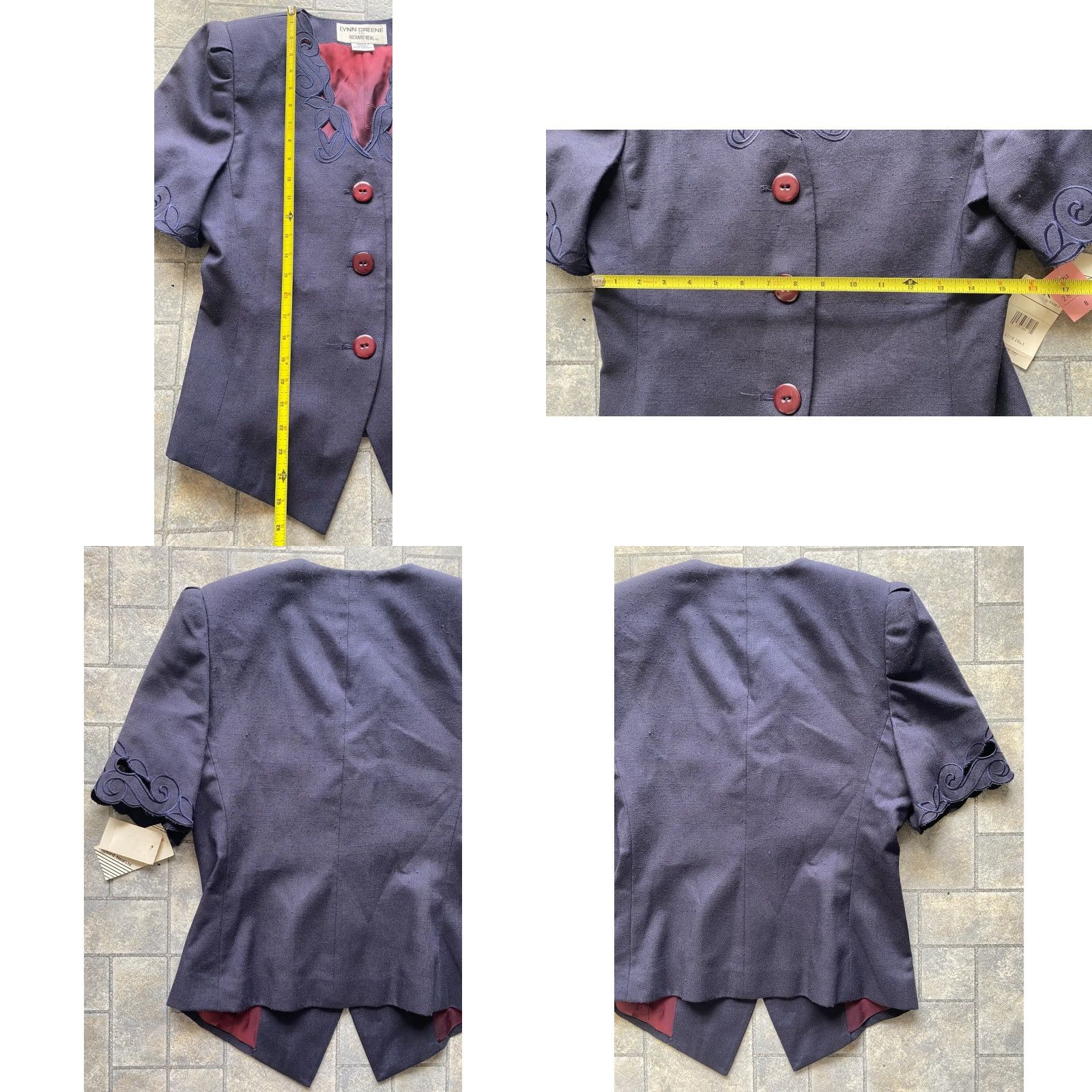 Vintage VINTAGE Lynn Greene For Richard Neal Ltd Blazer Shirt Womens 8 Dark Blue Short Sleeve NWT Style 2865 Size 30" / US 8 / IT 44 - 8 Thumbnail
