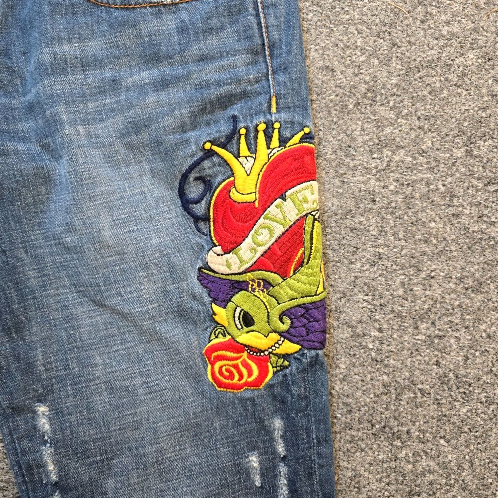 Vintage VINTAGE American Republic Jeans Women Size 29 Blue Flare Embroidery Low Rise Capsule Y2K Size 29" - 3 Thumbnail