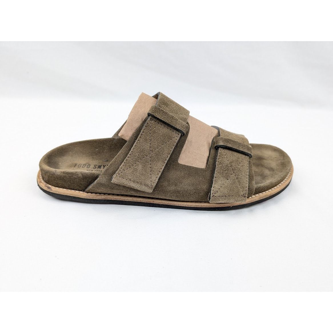 o1rshd1 CC20 Double Straps Suede Slipper Slide in Brown