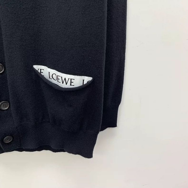 Loewe Loewe Black logo wool V-neck single row knit cardigan coat Size S / US 4 / IT 40 - 4 Thumbnail