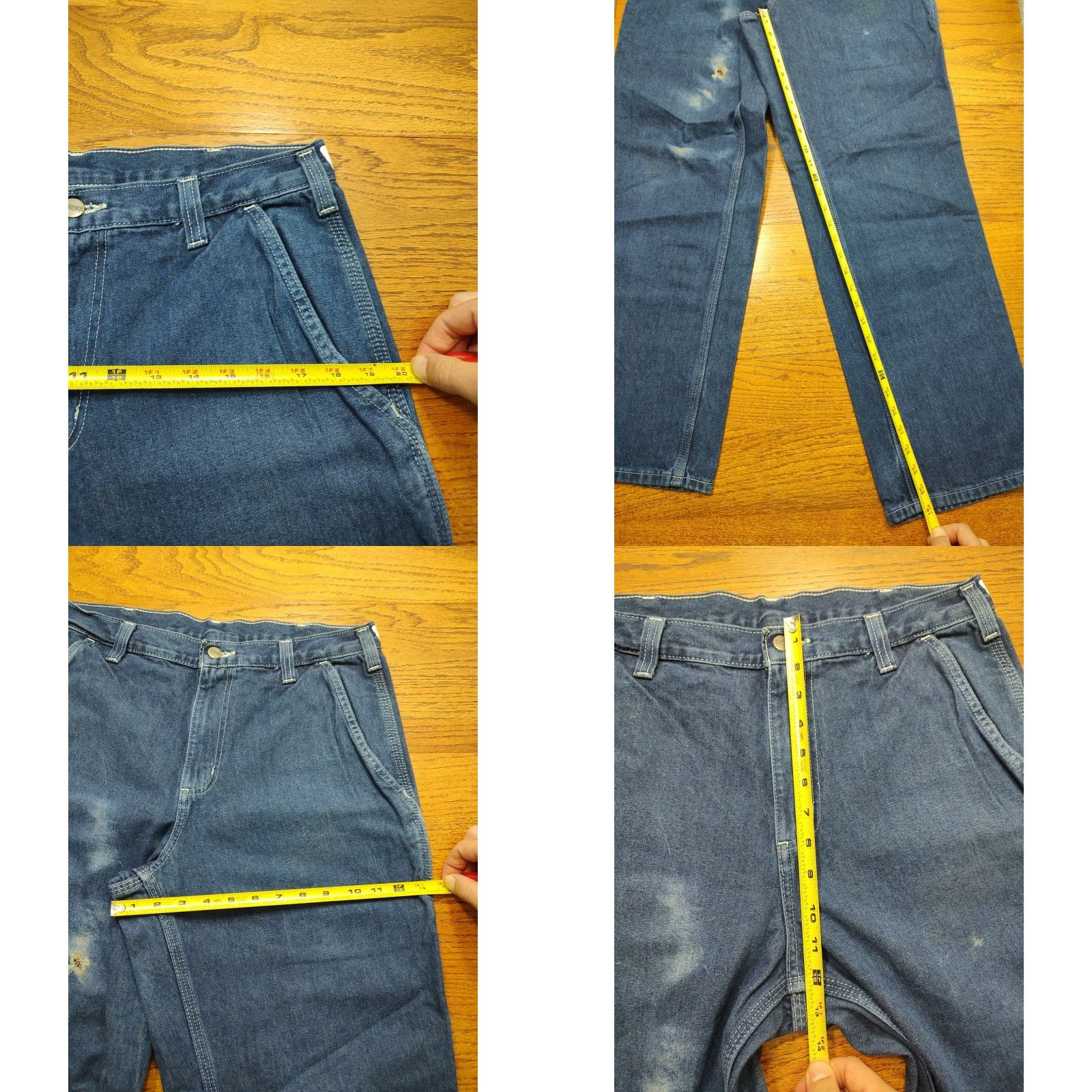Carhartt VINTAGE Carhartt Jeans Dungaree Fit Utility Relaxed Mens 38x32 Blue Denim 5-Pocket Distressed Waist 12in Rise 100% Cotton Shirt? Size US 38 / EU 54 - 8 Thumbnail