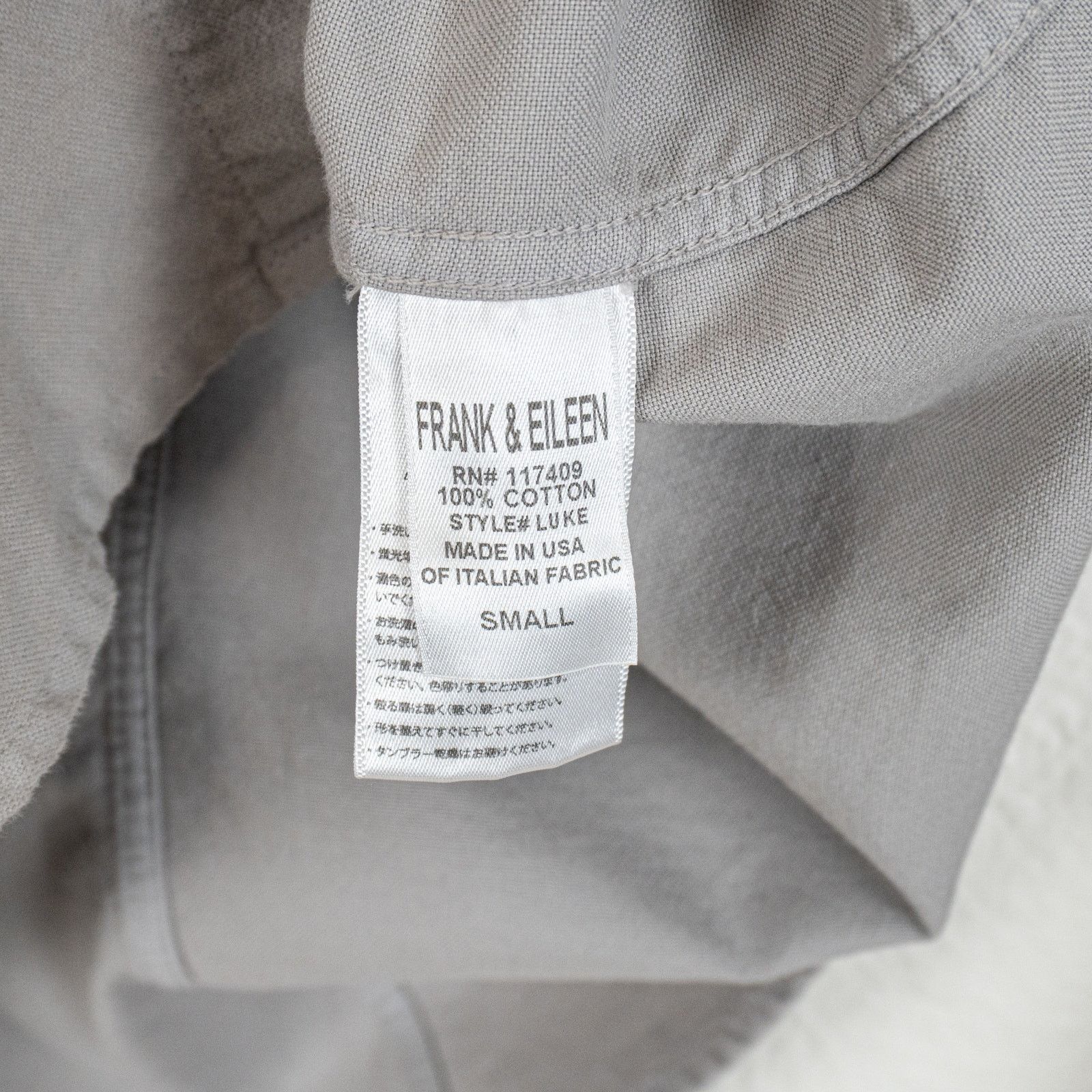Frank & Eileen Frank & Eileen LUKE Button up Shirt Gray Italian Cotton S Size US S / EU 44-46 / 1 - 5 Thumbnail